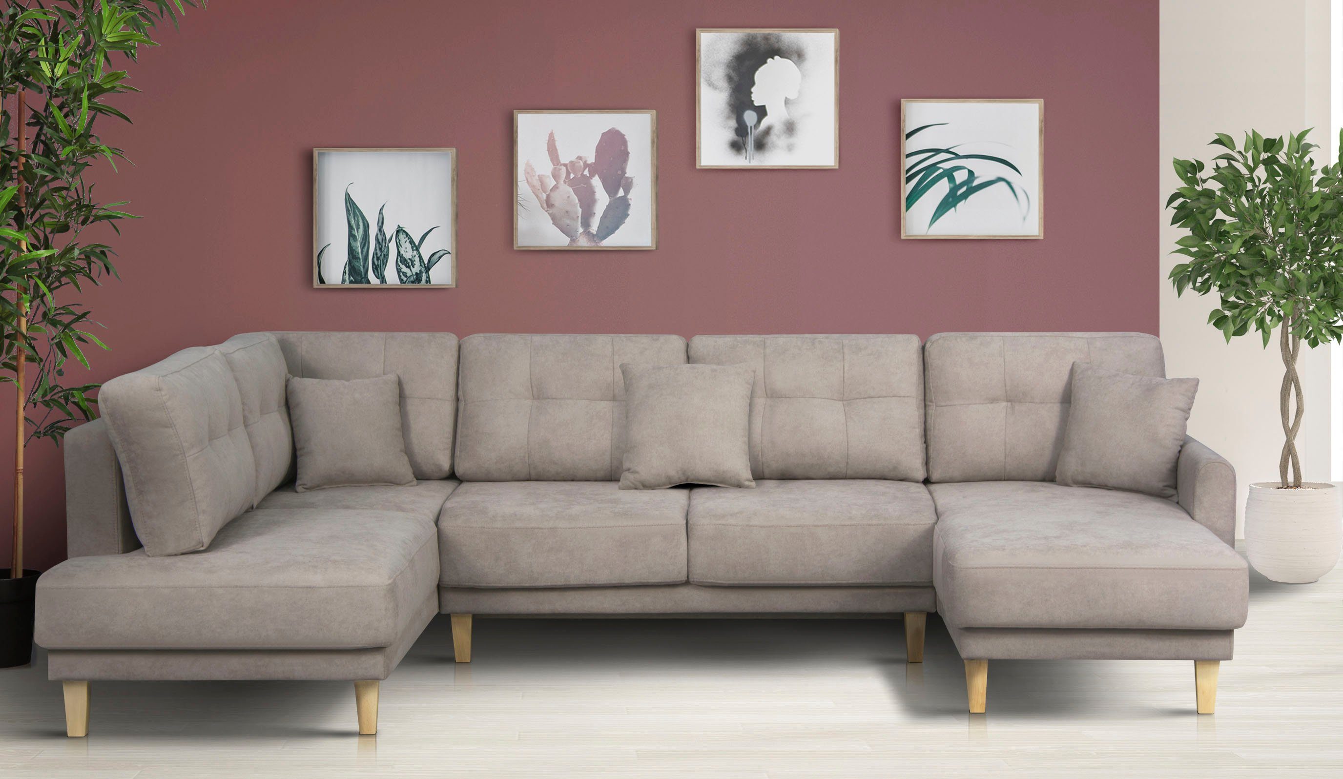 Home affaire Zithoek TRIPLO U-vorm optioneel met slaapfunctie, B/D/H: 310/192/90 cm (3-delig)