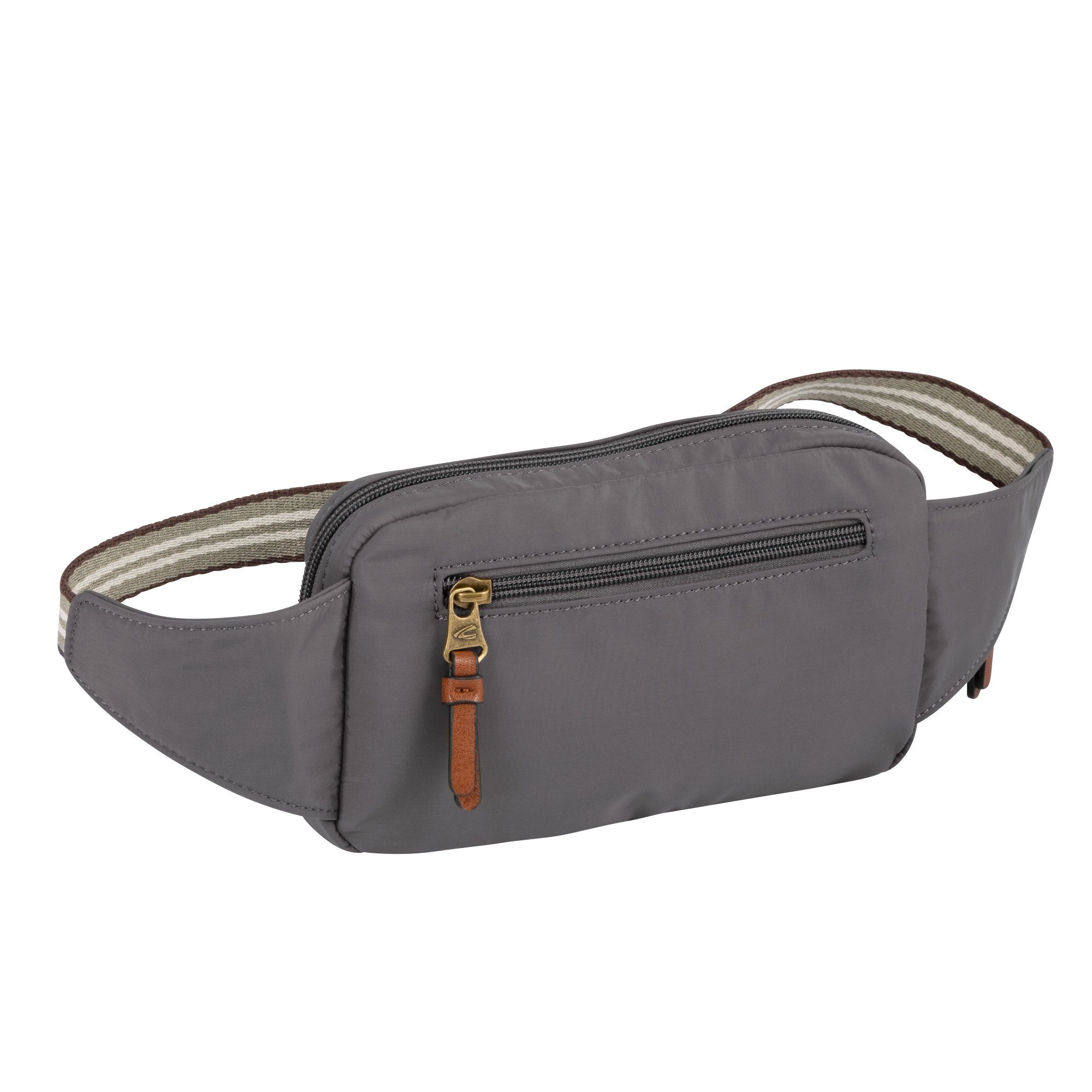 camel active Buiktasje Bari van hoogwaardig mat nylon met gestreept geweven band