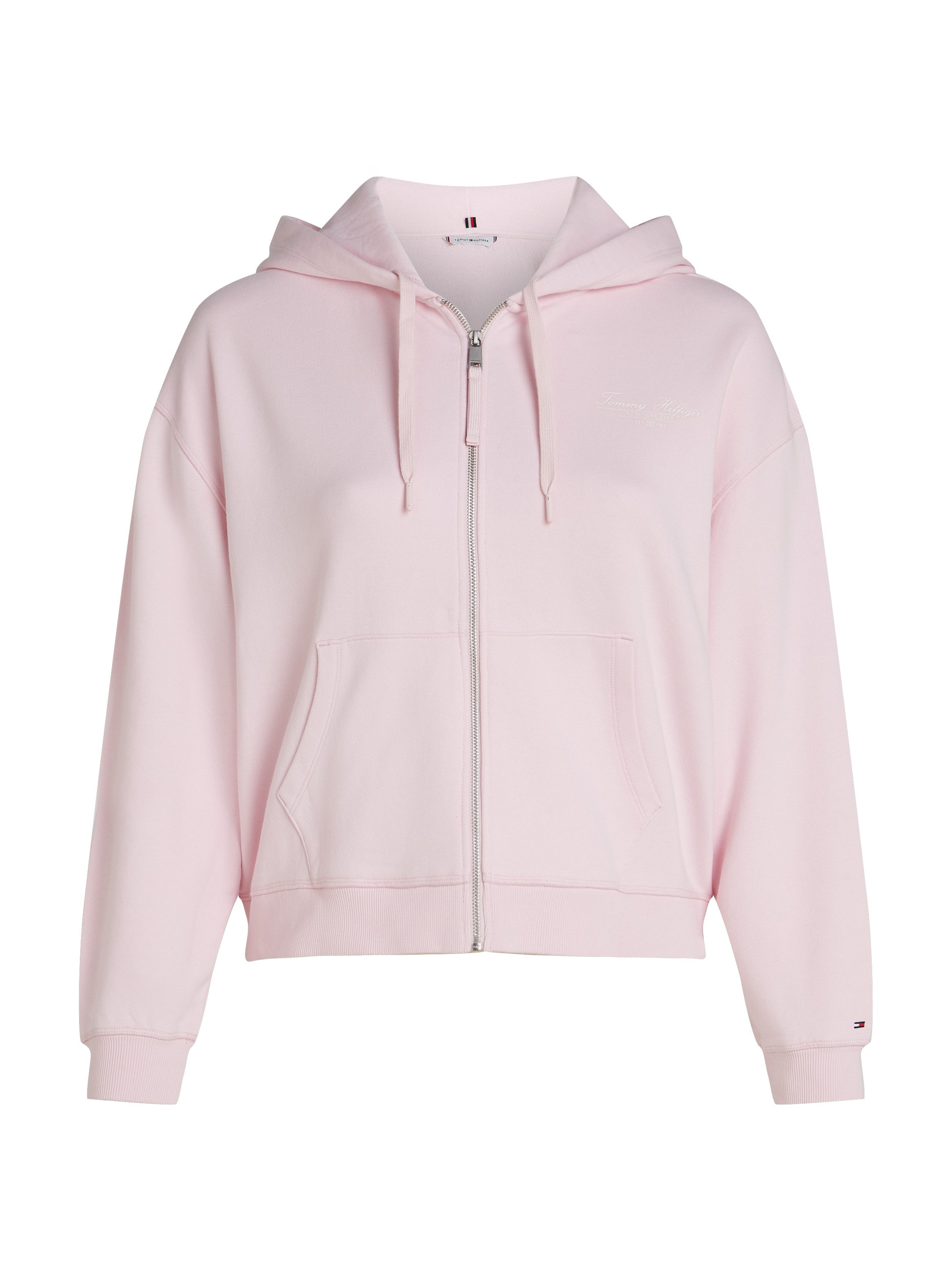 Tommy Hilfiger Curve Sweatvest CRV REG SCRIPT ZIP HOODIE in grote maten, capuchon, rits, logo-opdruk