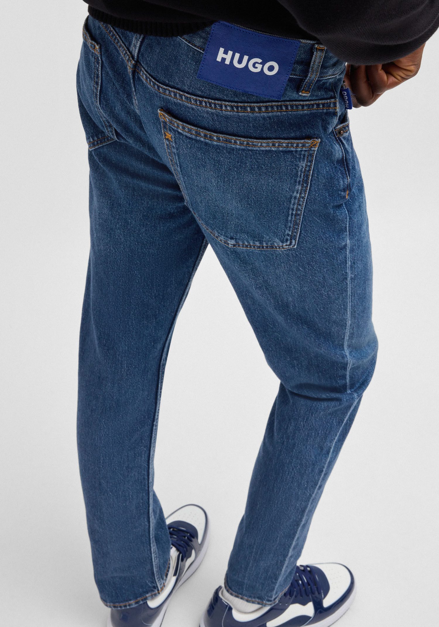 HUGO Blue Slim fit jeans Ash met stone-washed-finish