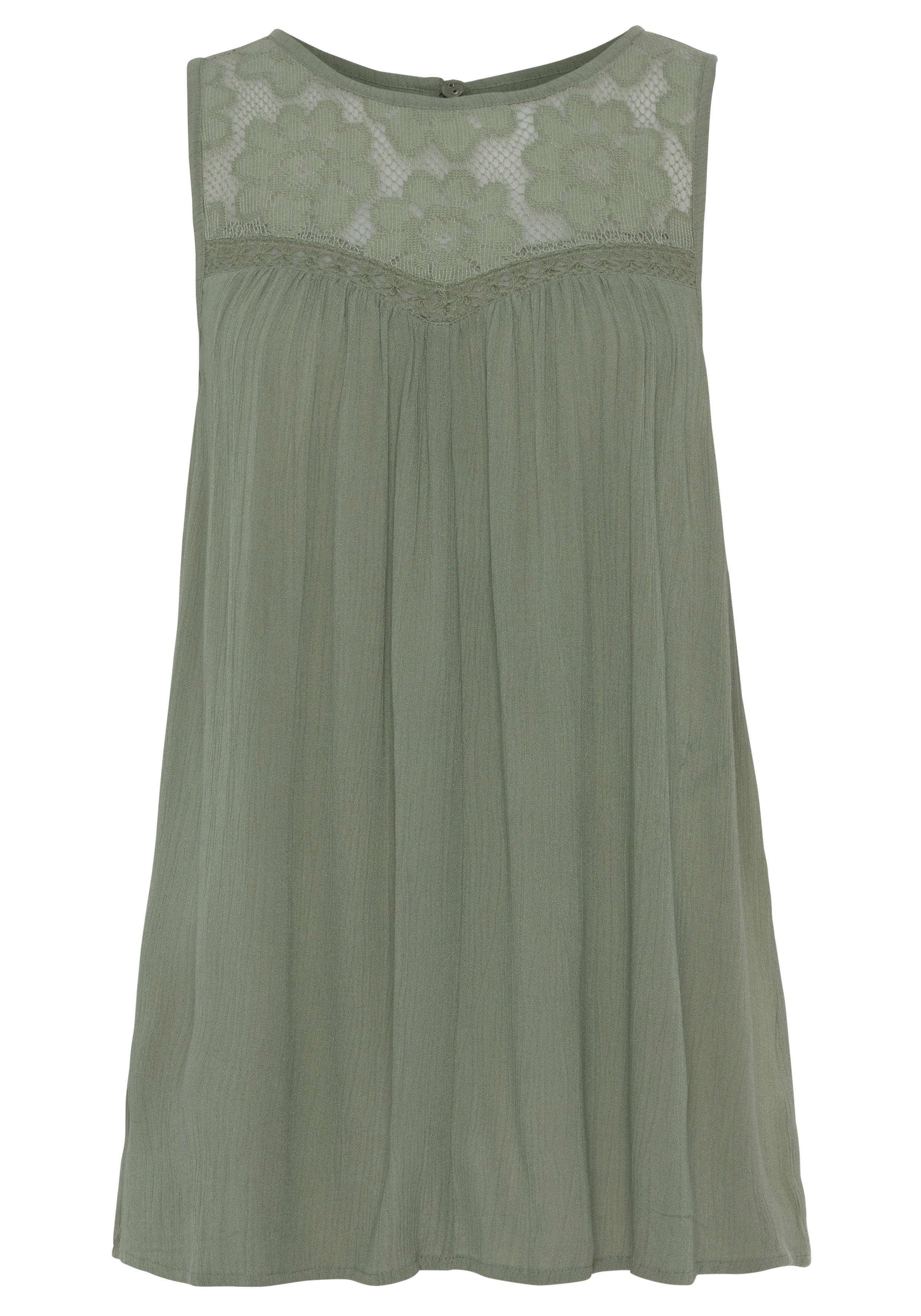 Buffalo Crêpe-blouse met kanten inzetstuk, blouse, boho stijl