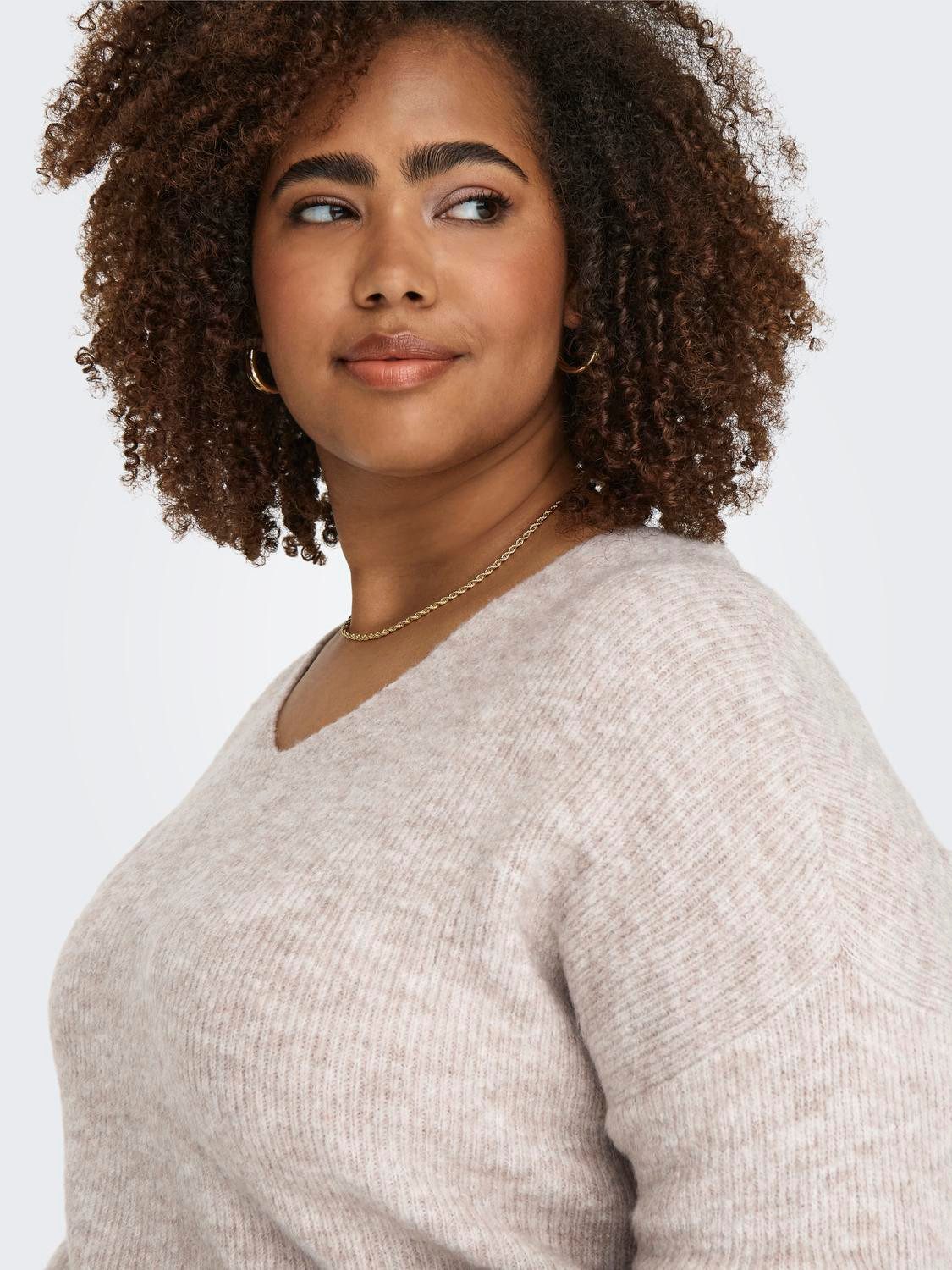 ONLY CARMAKOMA Gebreide trui CARCAMILLA V-NECK L/S PULLOVER KNT NOOS