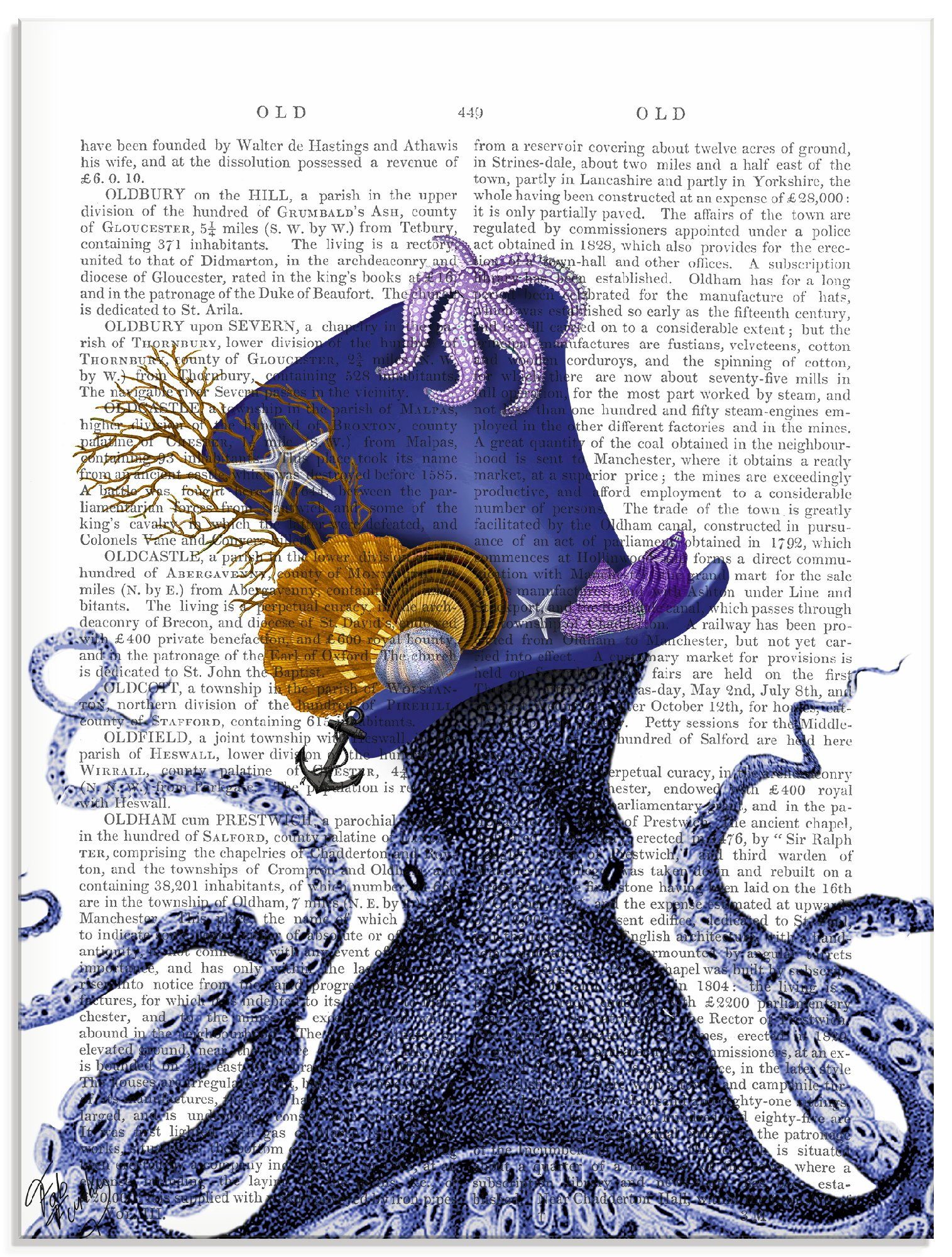 Artland Print op glas Octopus met hoed (1 stuk)
