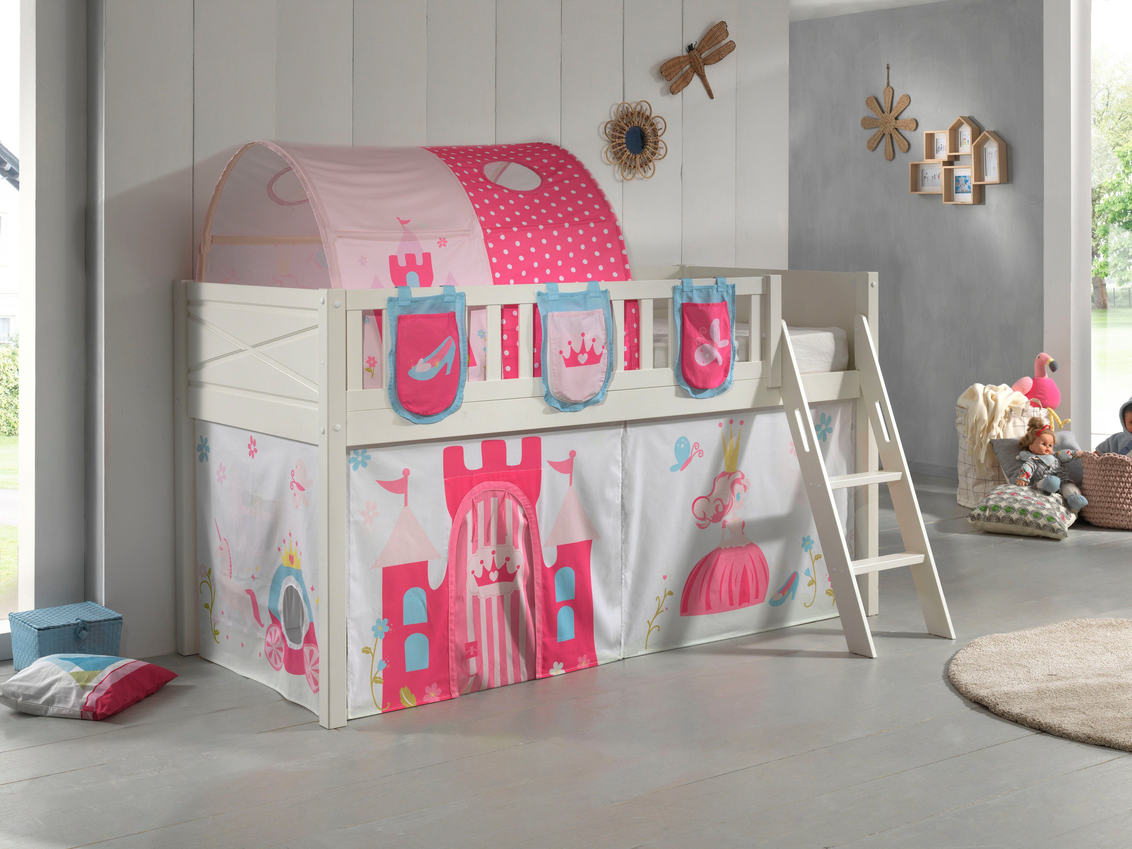Vipack Hoogslaper Scott met ladder, ligoppervlak 90 x 200 cm, doek, opbergvak, tunnel, 4 designs