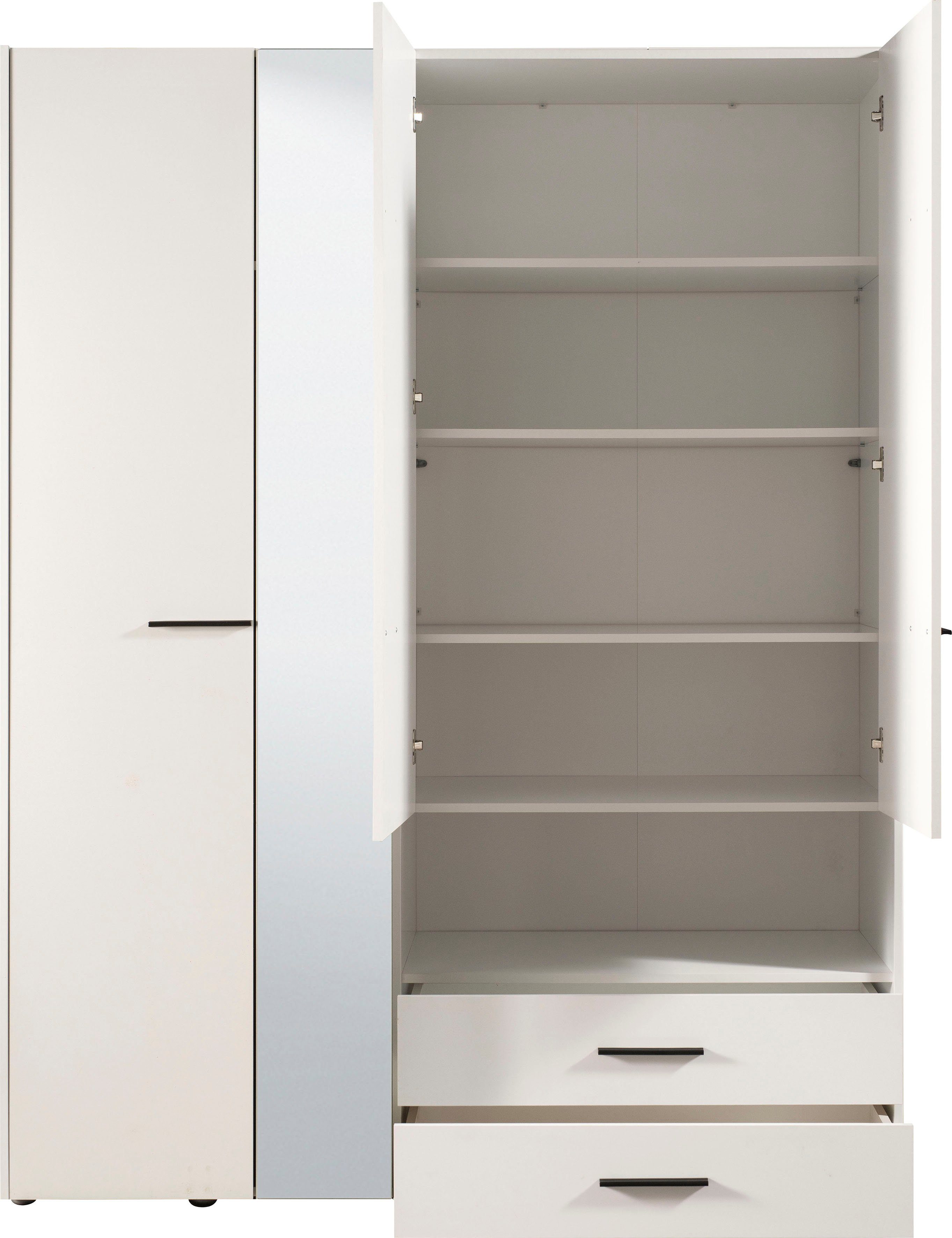 INOSIGN Kledingkast Leon, FSC®-gecertificeerd houtmateriaal met spiegel, binneninrichting en 2 lades, 127,5x55x205,5 cm