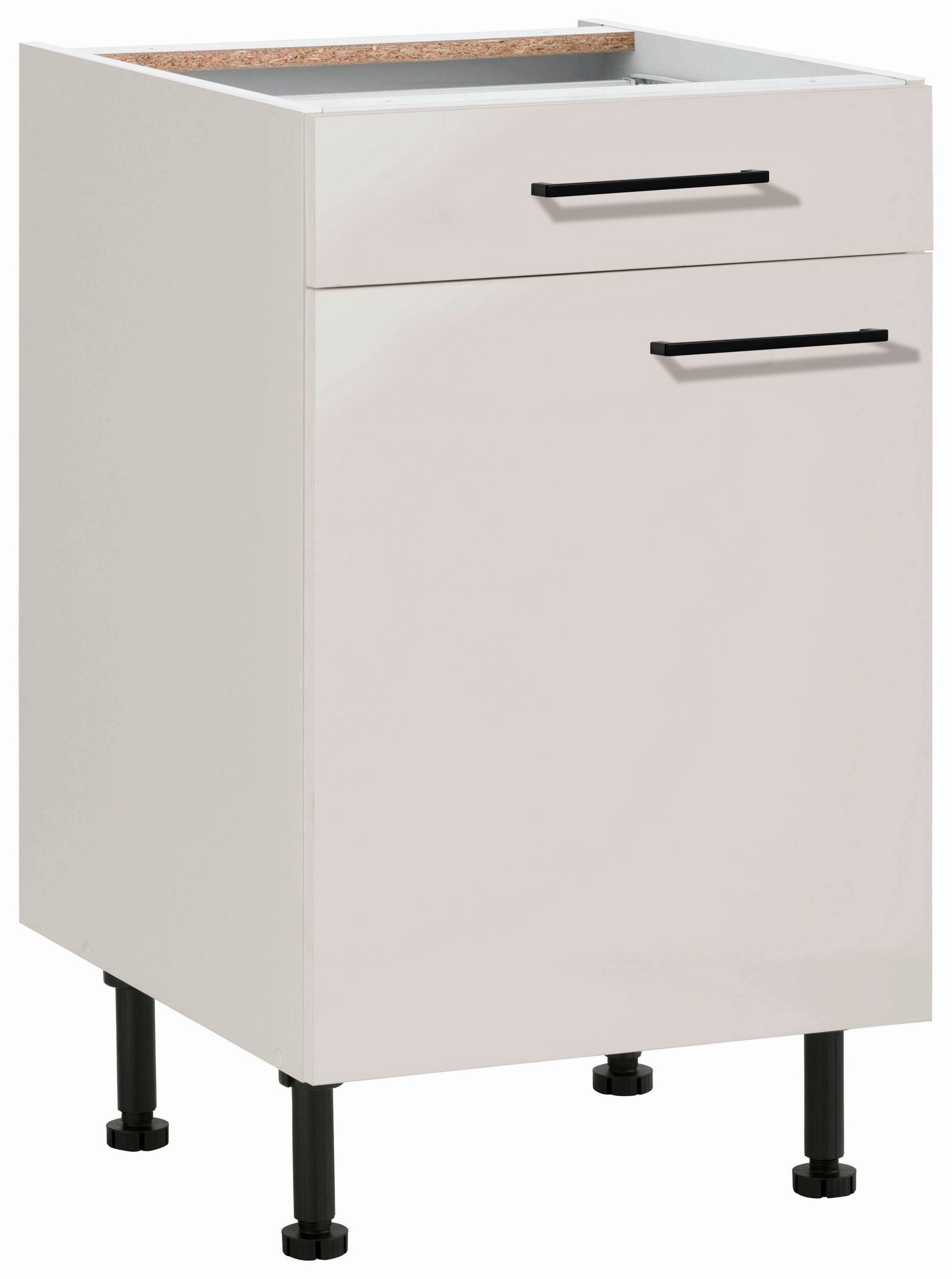 wiho Küchen Onderkast Nisos 50 cm breed, soft-close in lades, verstelbare voeten, zonder blad onderkasten beige