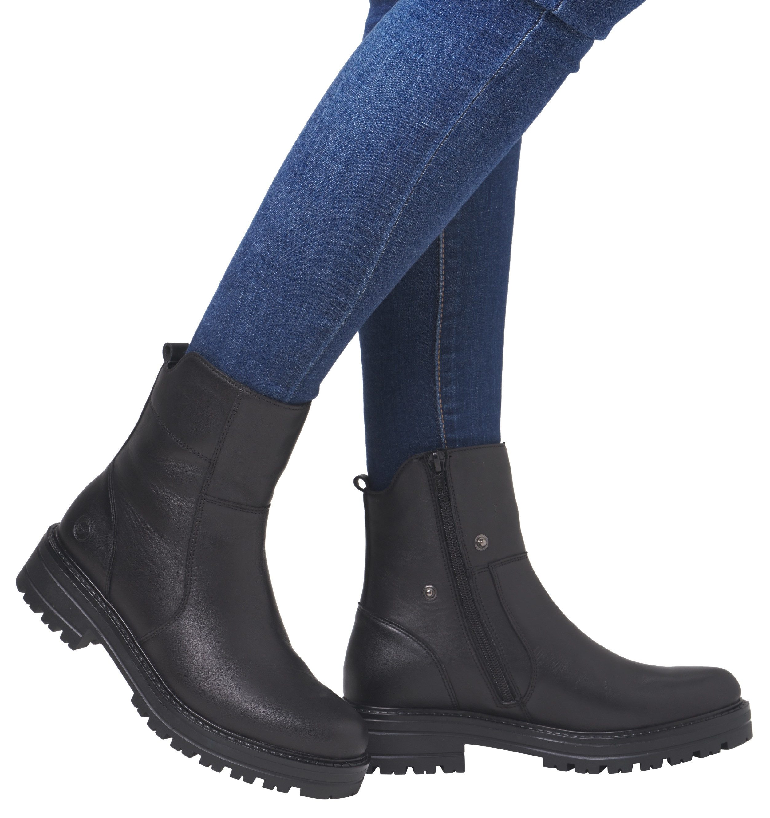 Remonte Laarsjes Elisabeth Hurley-Collection blokhak, bikerboots, chunky boots met binnenrits