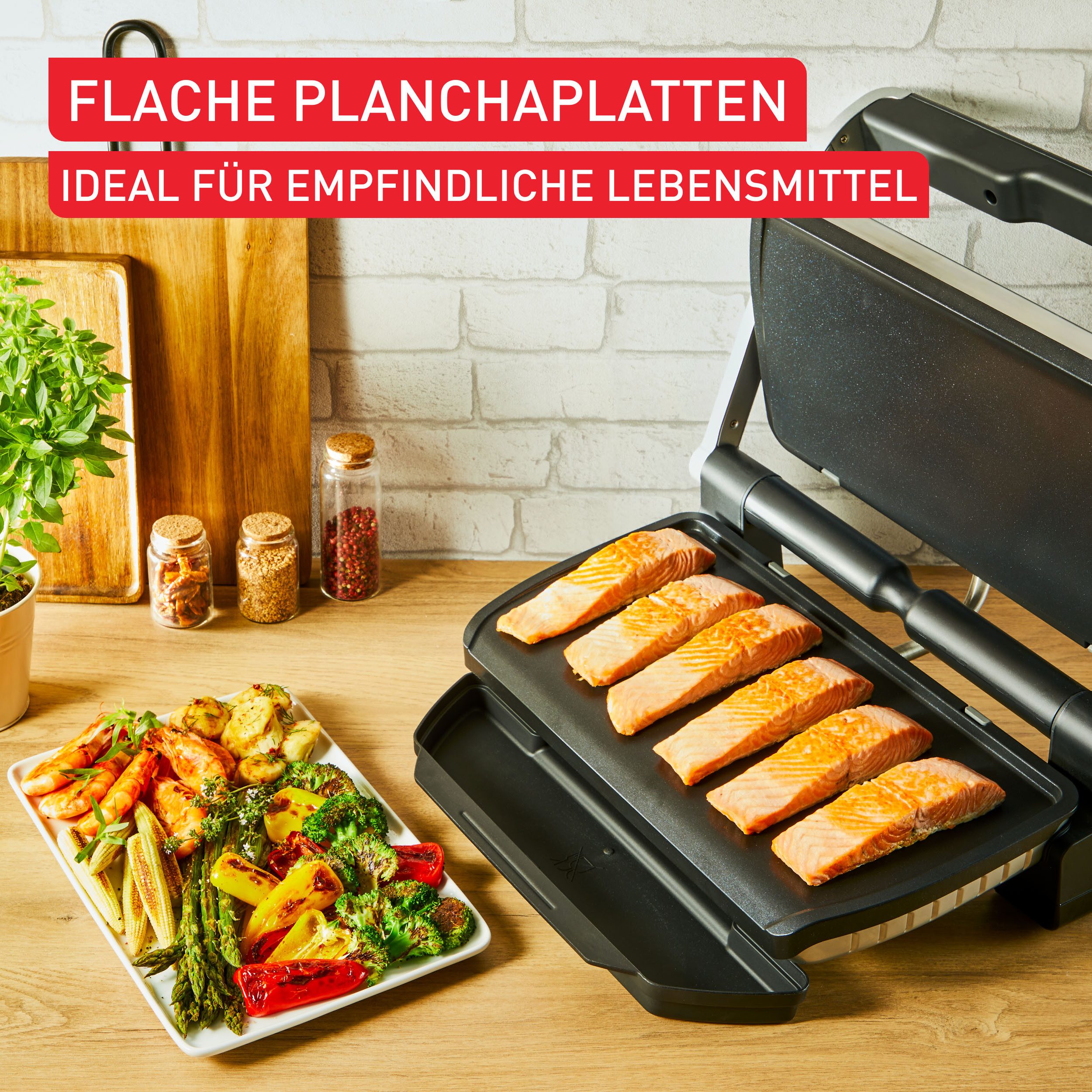 Tefal Bakplaat XA7298 OptiGrill Plancha-platen XL, voor gevoelige ingrediënten, anti-aanbak aluminium drukgiet (set)