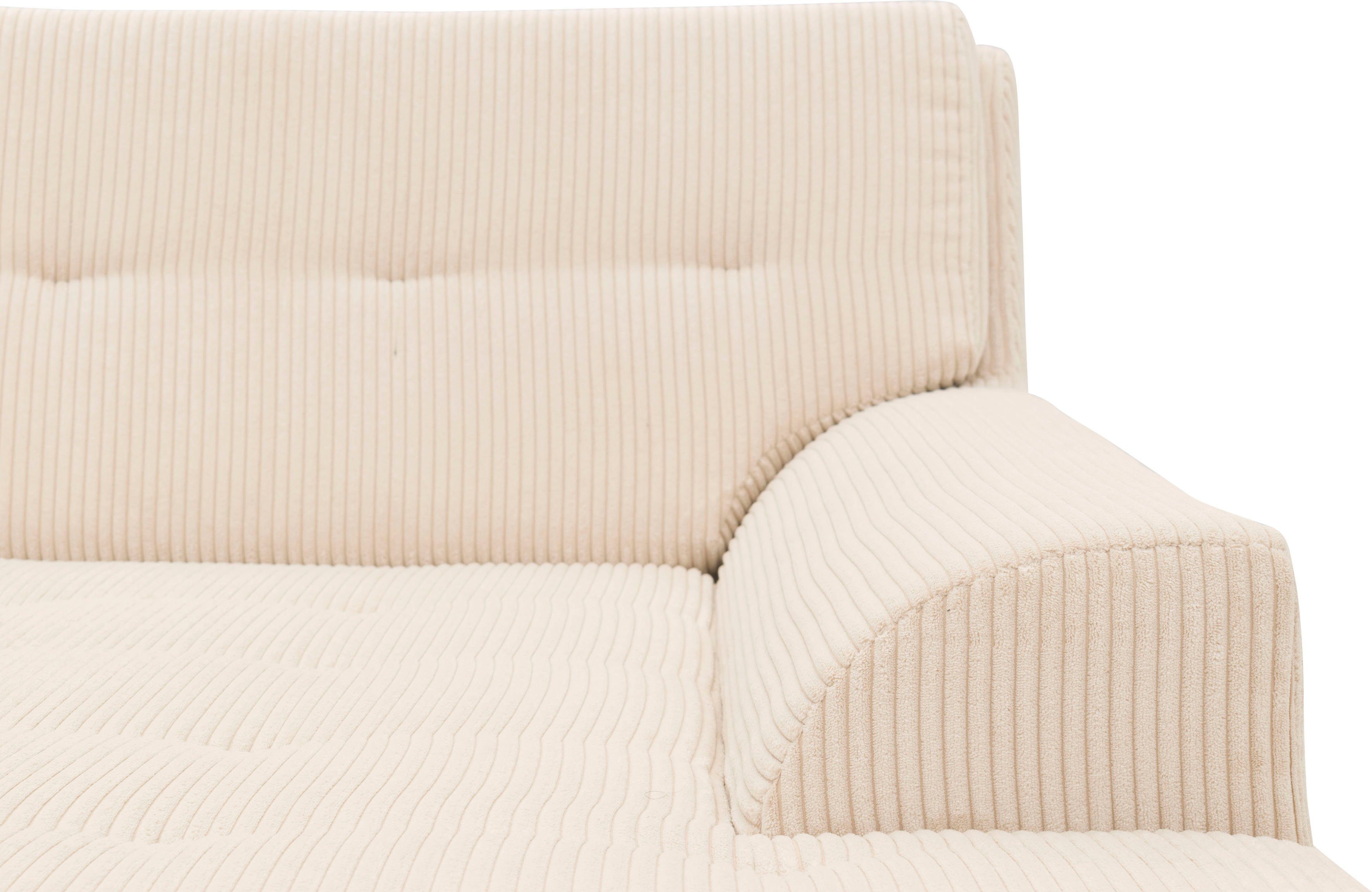 DOMO collection Hoekbank Treviso veel bekledingen, ook in cord, L-vorm, B/D/H: 267/80/83 cm optioneel met slaapbank functie, incl. sierkussens, hoogwaardig doorgestikt patroon