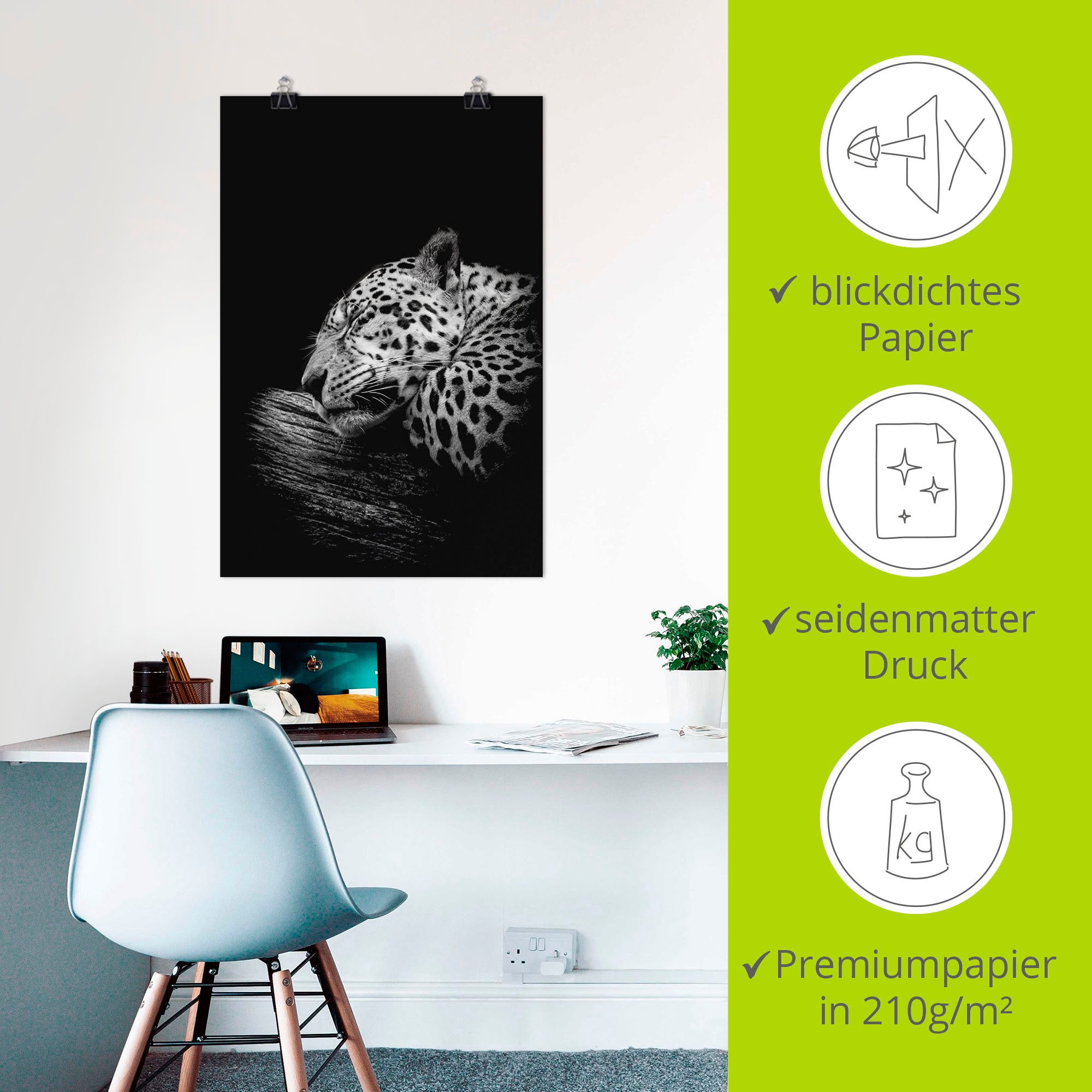 Artland Artprint De slapende jaguar als artprint van aluminium, artprint voor buiten, artprint op linnen, poster in verschillende maten. maten