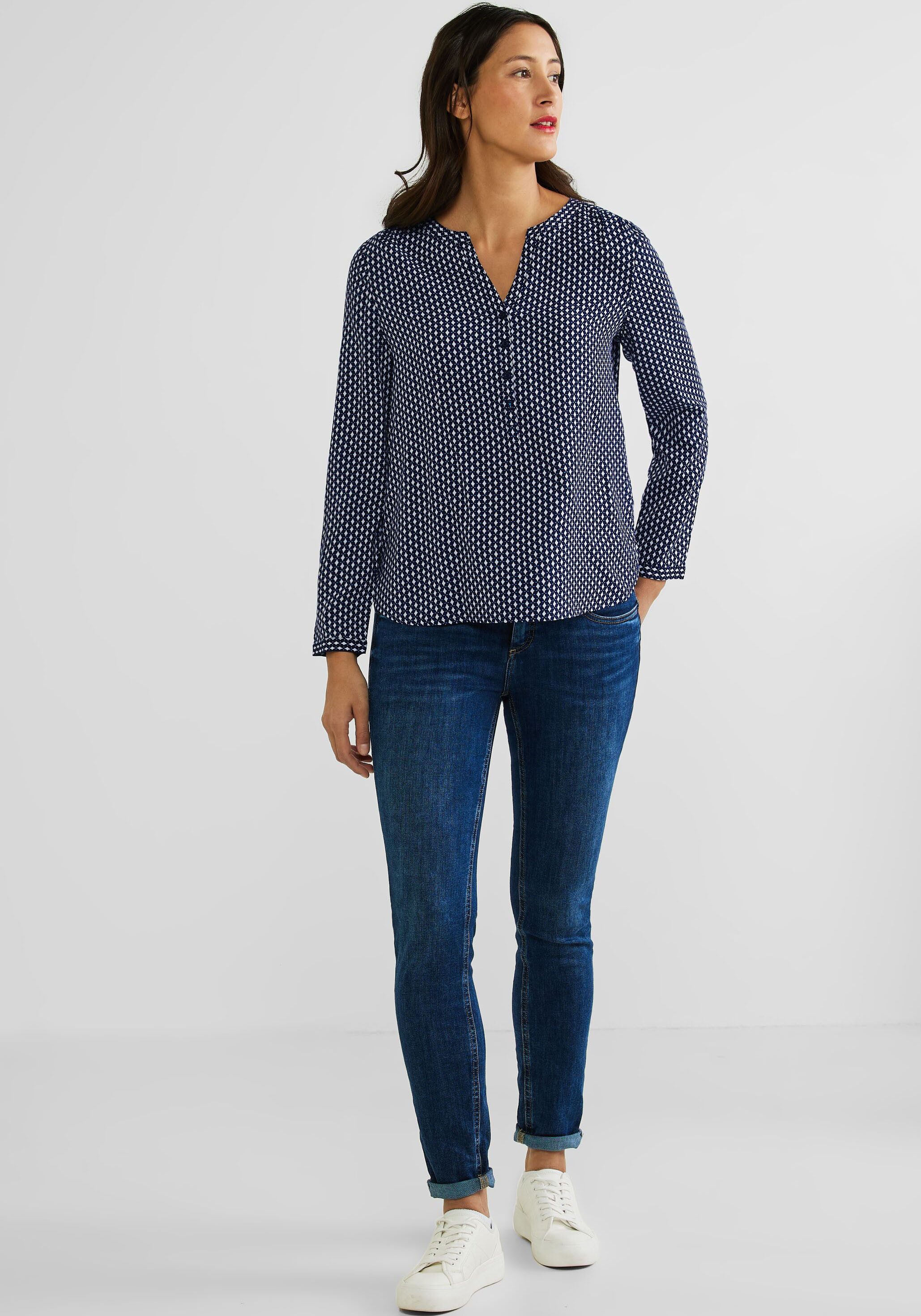 STREET ONE Blouse met lange mouwen Bamika Minimal met minimalprint en knoopsluiting