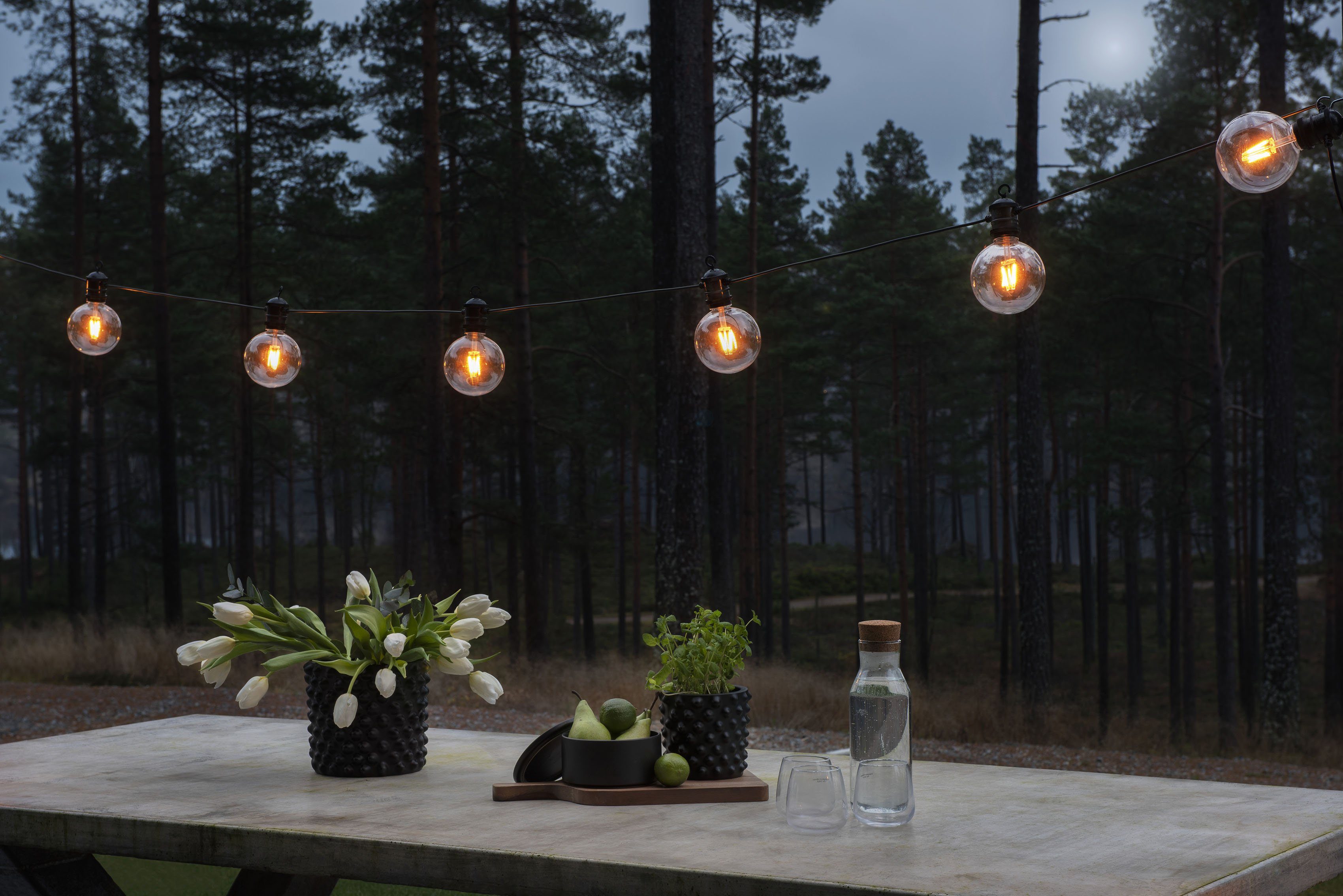 KONSTSMIDE Led-lichtsnoer Bolvormige led-biertuinverlichtingssysteem basisset, retrodesign (1 stuk)