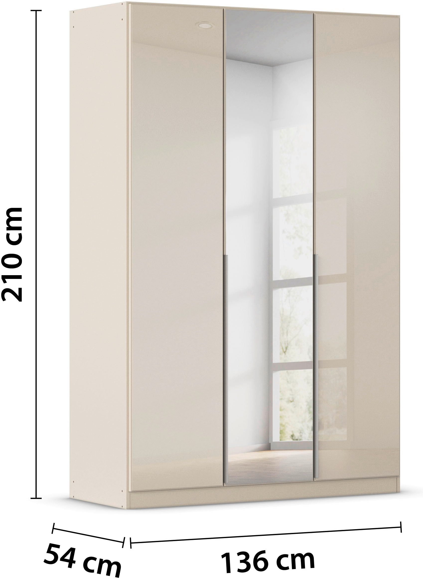 rauch Draaideurkast Kledingkasten kast garderobe AGORDO met glazen front doordachte binnenuitrusting, in 6 breedtes en 2 hoogtes made in germany