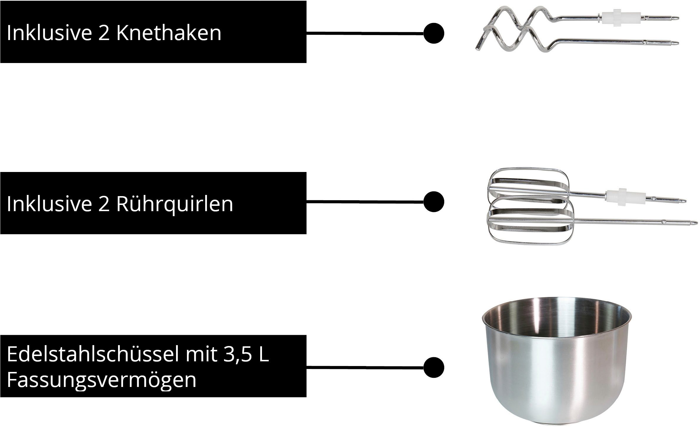 Unold Handmixer 78720 mit Rührschüssel Hannah