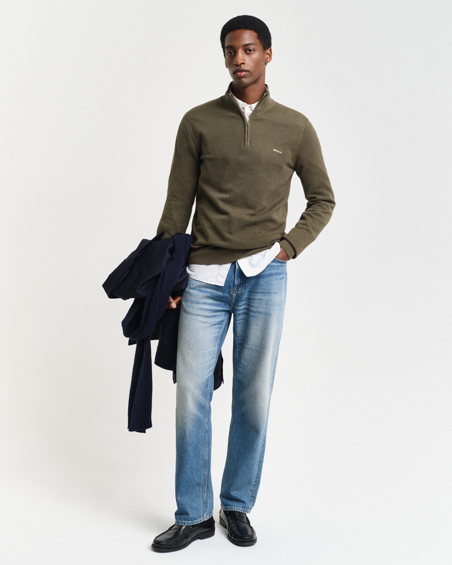 Gant Schipperstrui COTTON PIQUE HALF ZIP