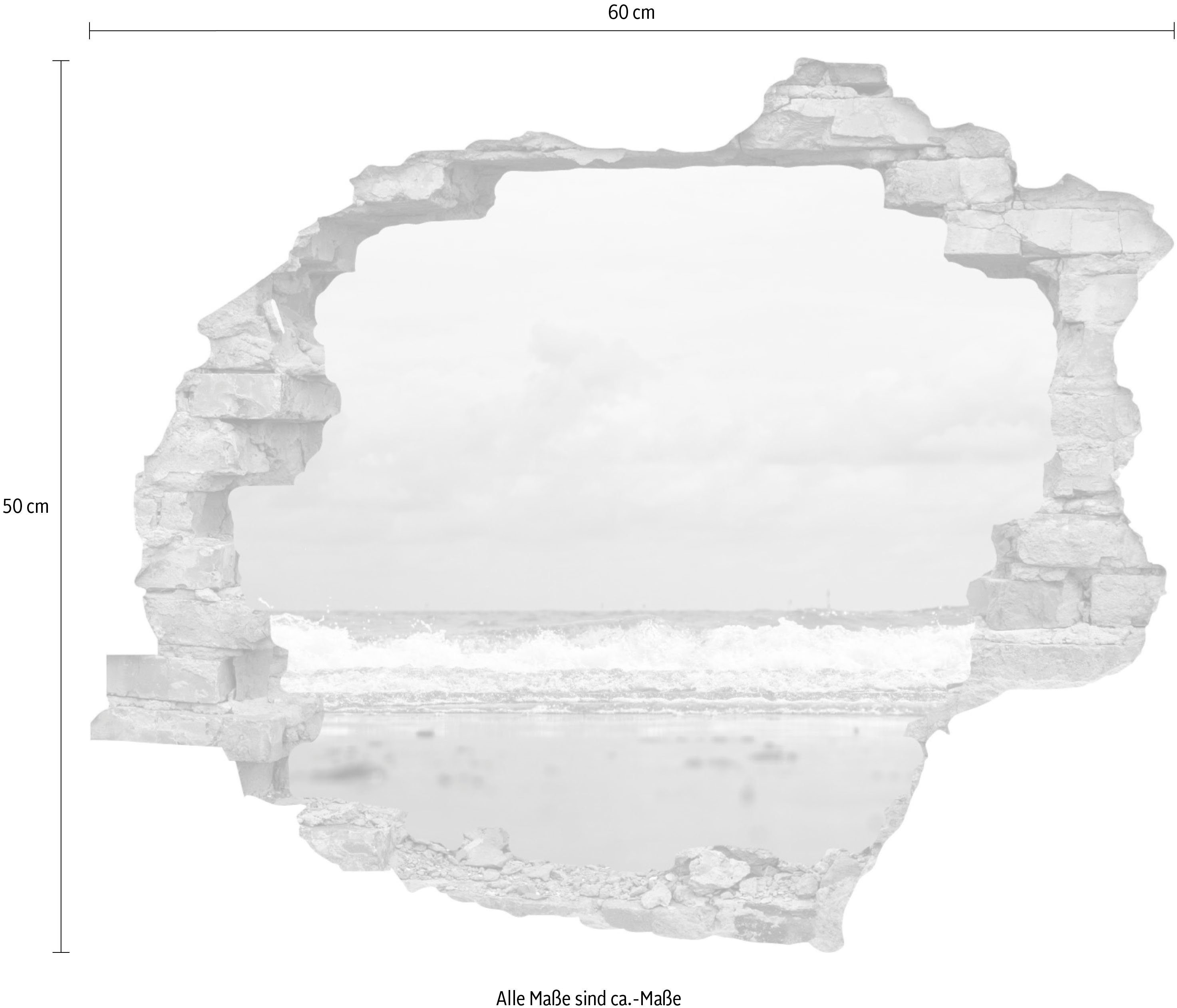 queence Wandfolie Zee Muursticker, muurdecoratie, zelfklevend, 3D, muurdurchbraak (1 stuk)