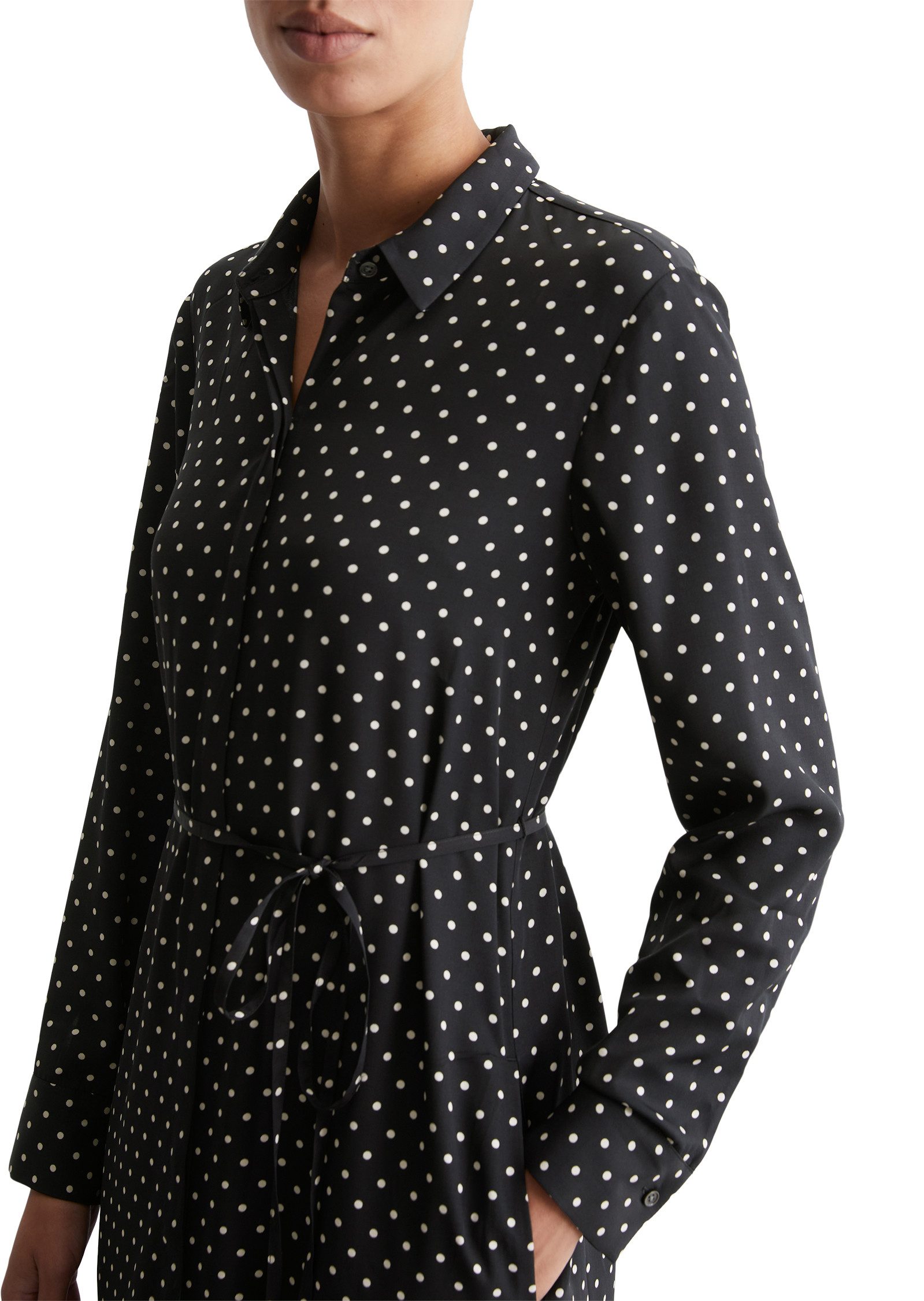 Marc O'Polo Jurk met overhemdkraag met moderne allover-print, met bindgordel