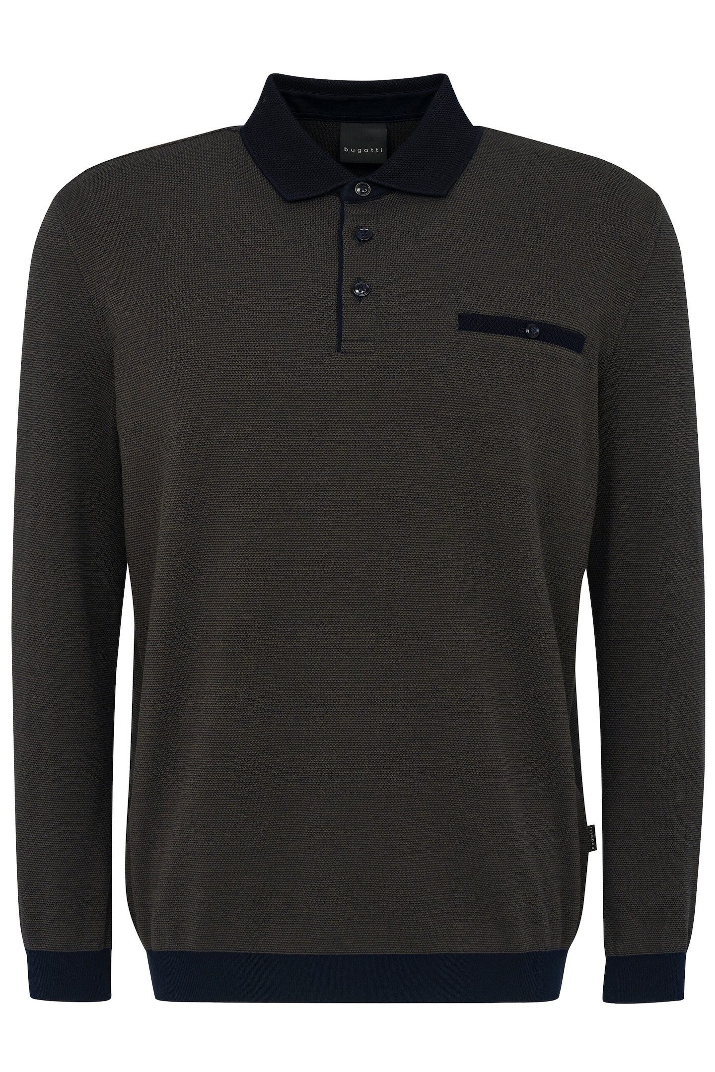 Bugatti Poloshirt met lange mouwen met structuurkraag