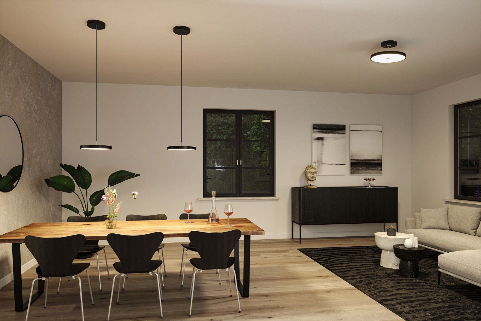 Paulmann Led-plafondlamp Hildor Smart Home Zigbee 30W 400 mm Zwart 230V Metaal/Kunststof