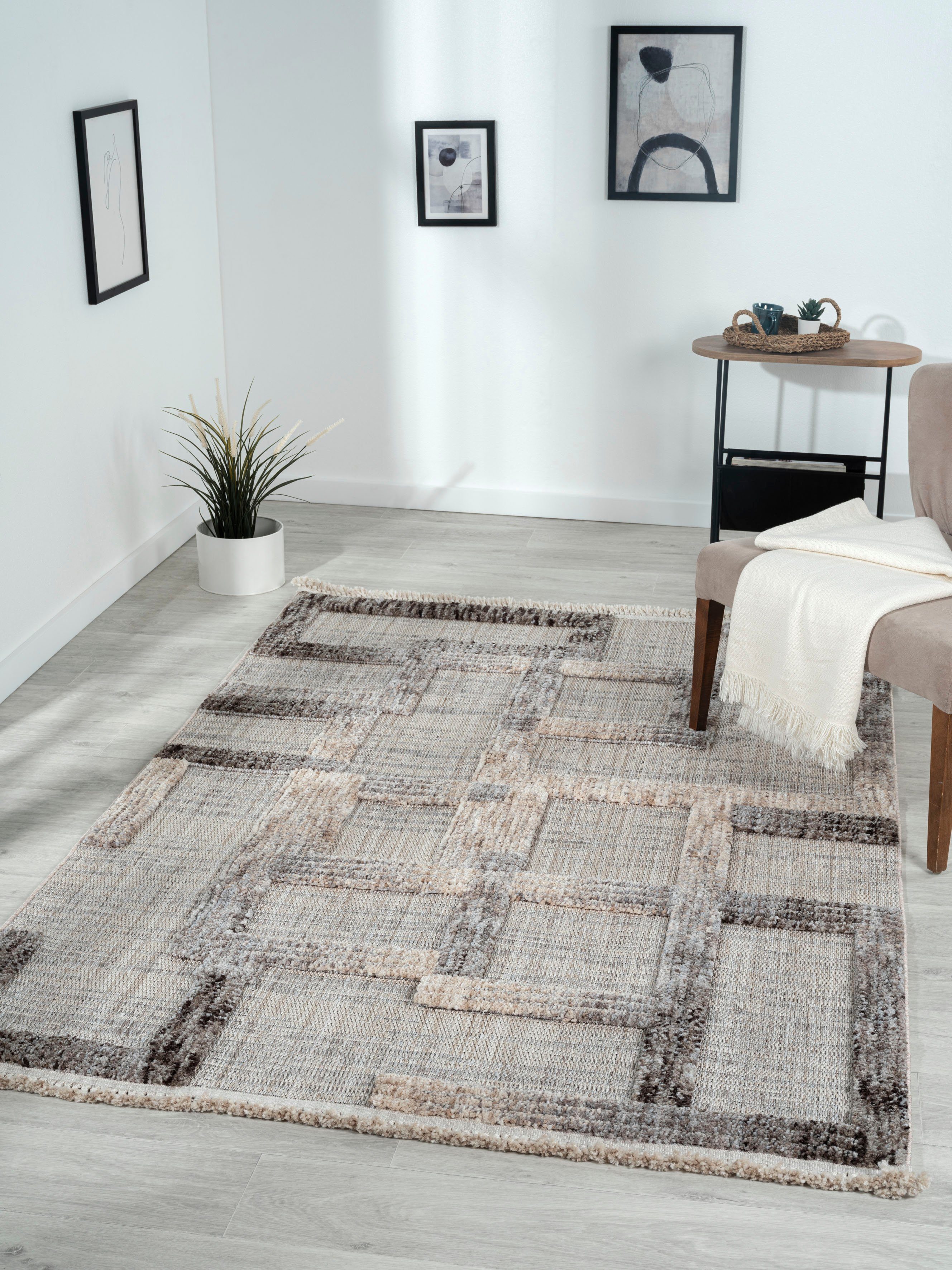 Myflair Möbel & Accessoires Vloerkleed Balania Kortpolig, met hoog-laag effect, bijzonder zacht door microvezel