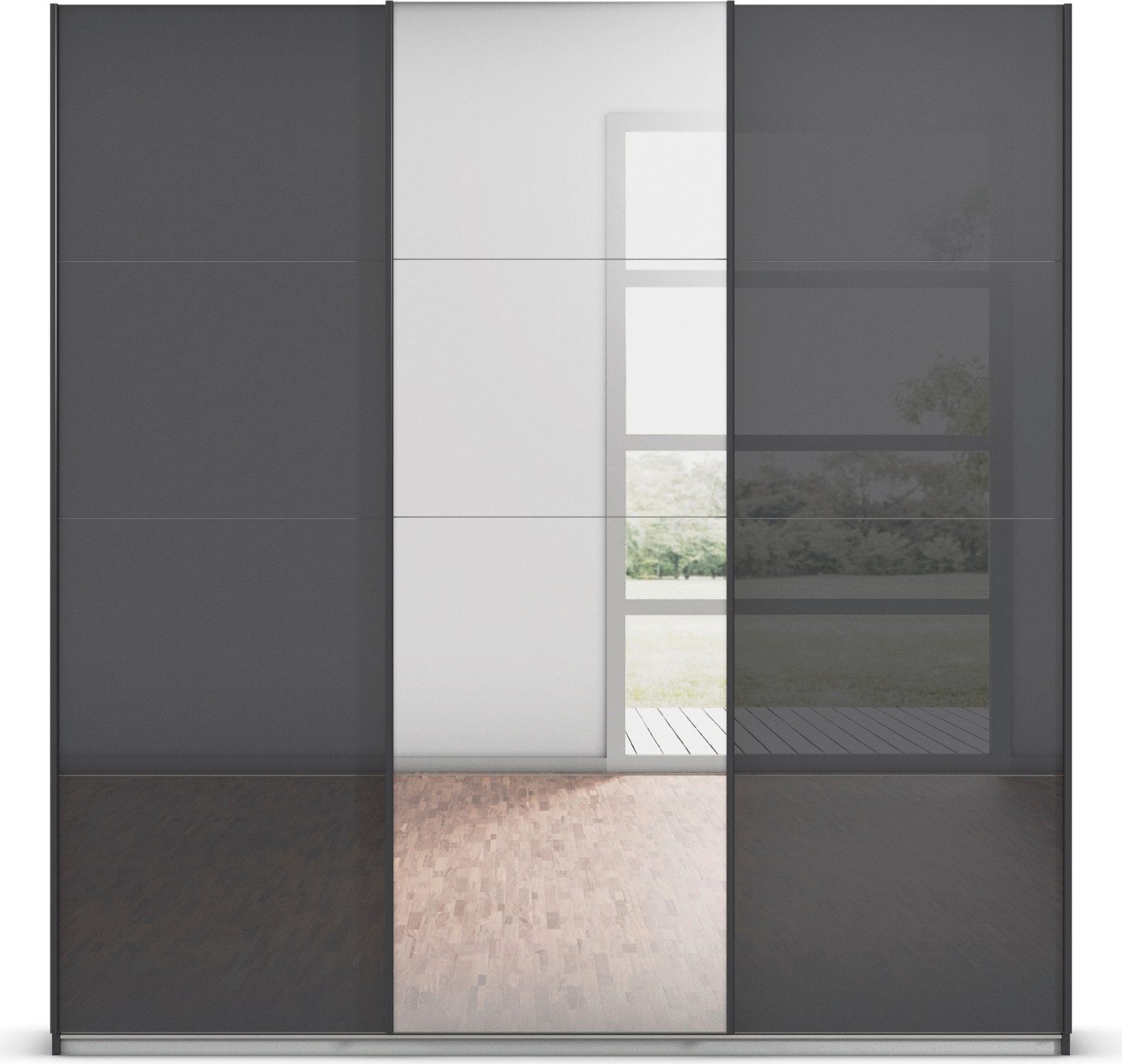 rauch Schuifdeurkast Kledingkasten kast garderobe AGORDO met glazen front doordachte binnenuitrusting, in 4 breedtes en 2 hoogtes made in germany
