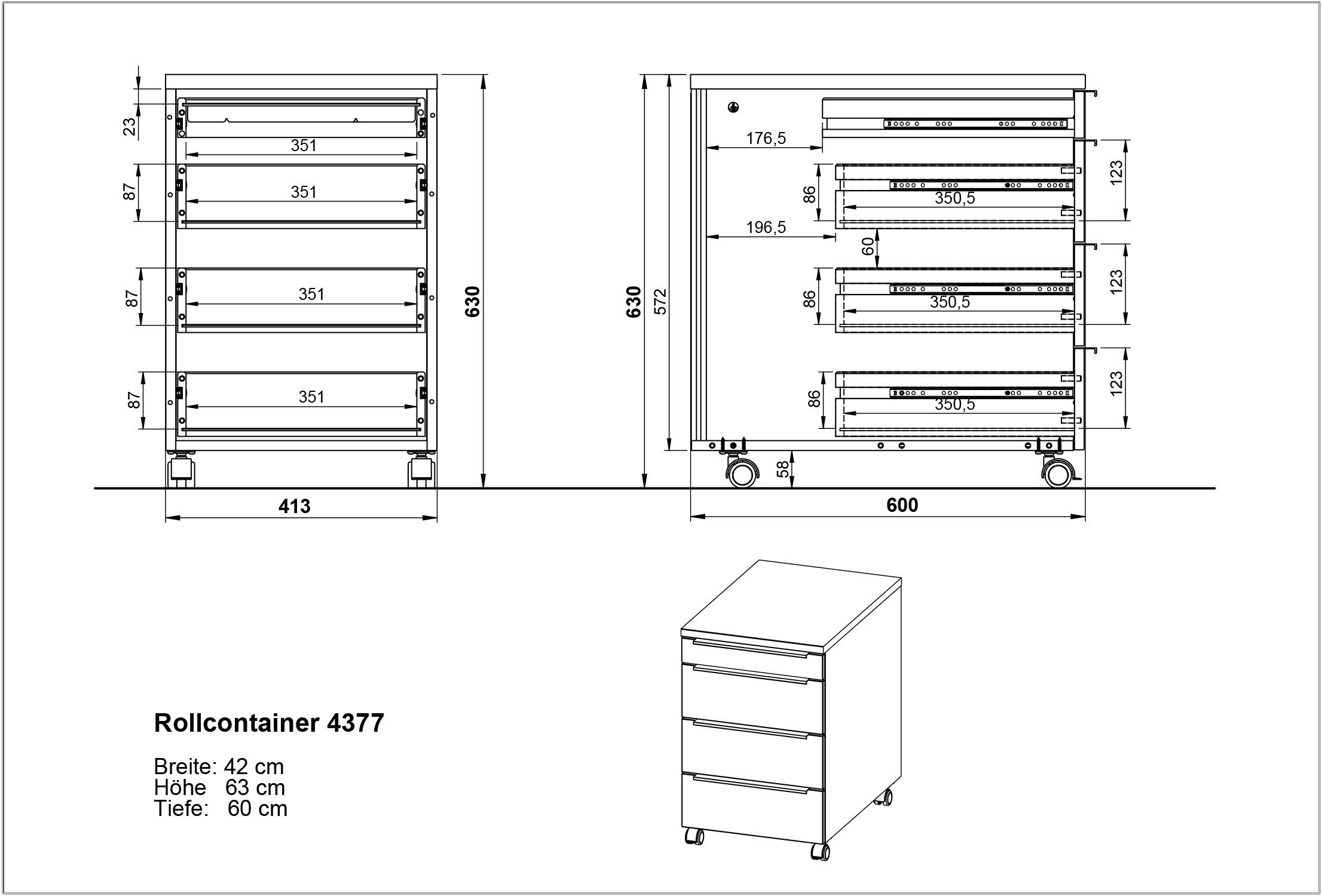 GERMANIA Kantoormeubelset Milaan incl. bureau, kastje op wieltjes, roomdivider en dressoir (4-delig)
