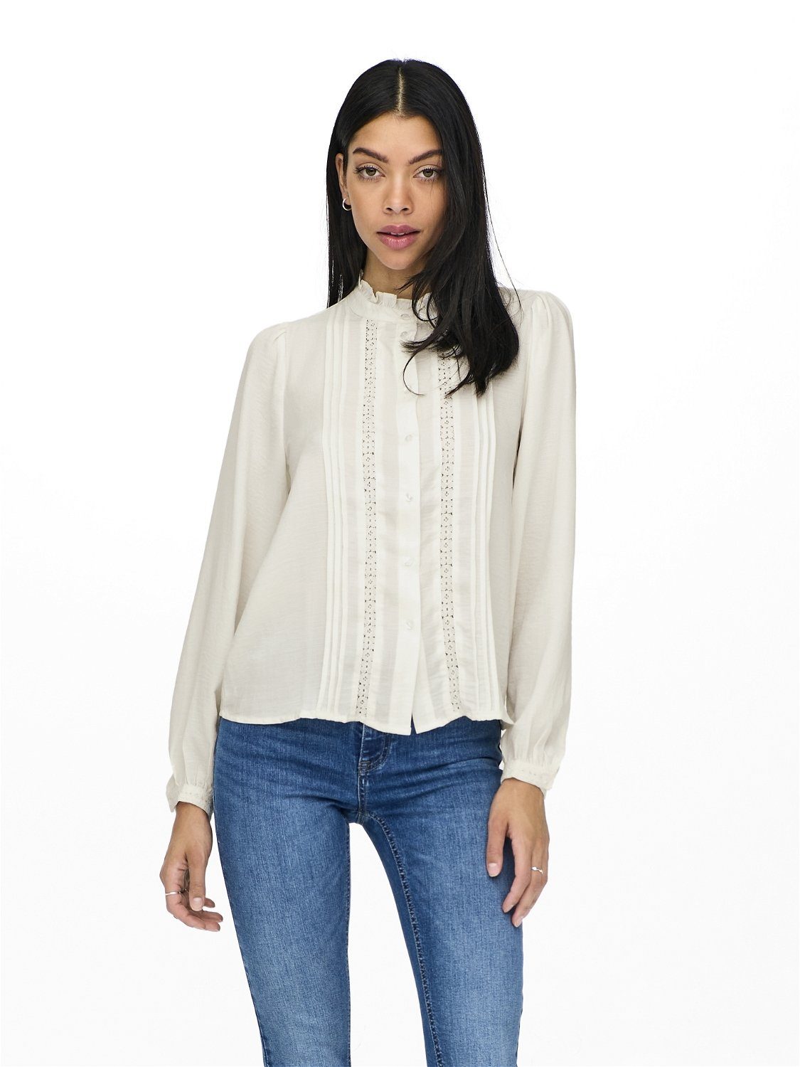 JDY Blouse met ruches JDYELLIS L/S LACE SHIRT WVN NOOS