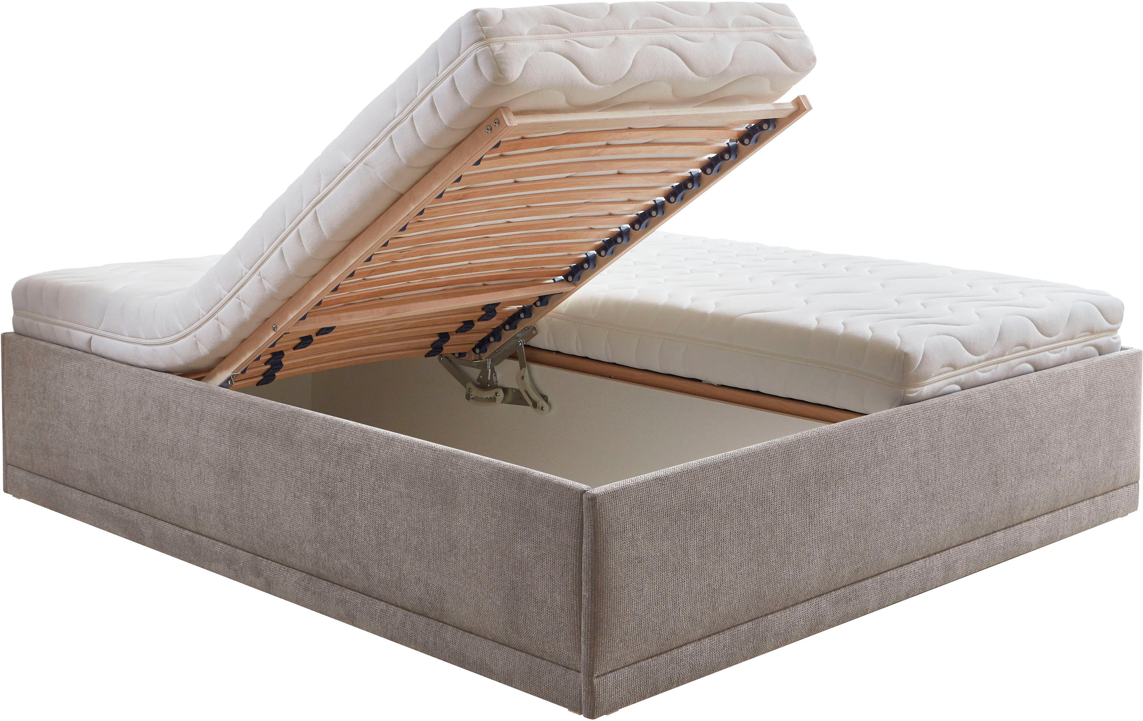 Westfalia Polsterbetten Gestoffeerd bed Texel Comforthoogte met sierkussen, bedkist bij uitvoering met matras