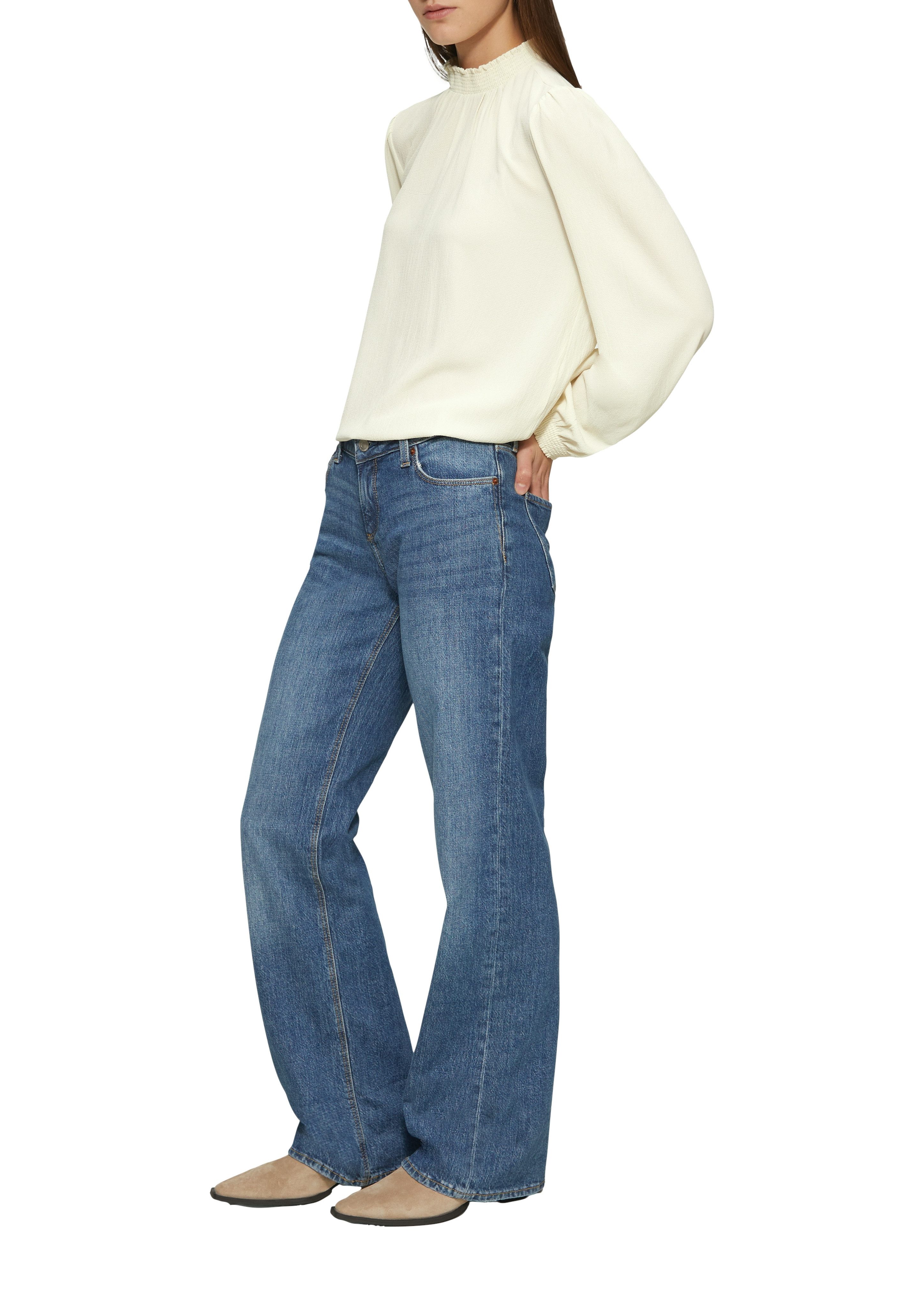 Q S designed by Blouse met lange mouwen met gemockte staande kraag