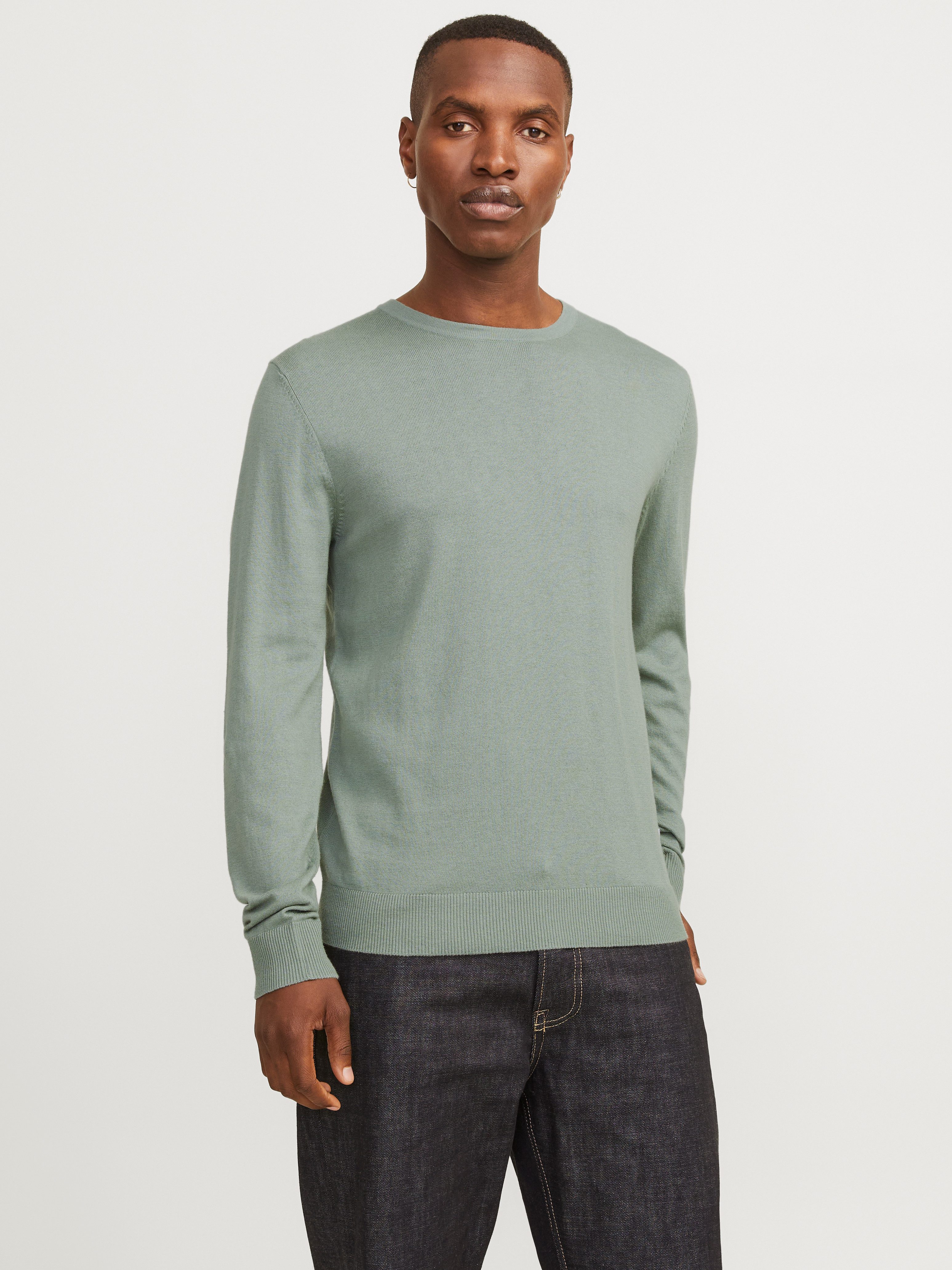 Jack & Jones Gebreide trui JJEEMIL KNIT CREW NECK NOOS heren pullovers maat XS groen