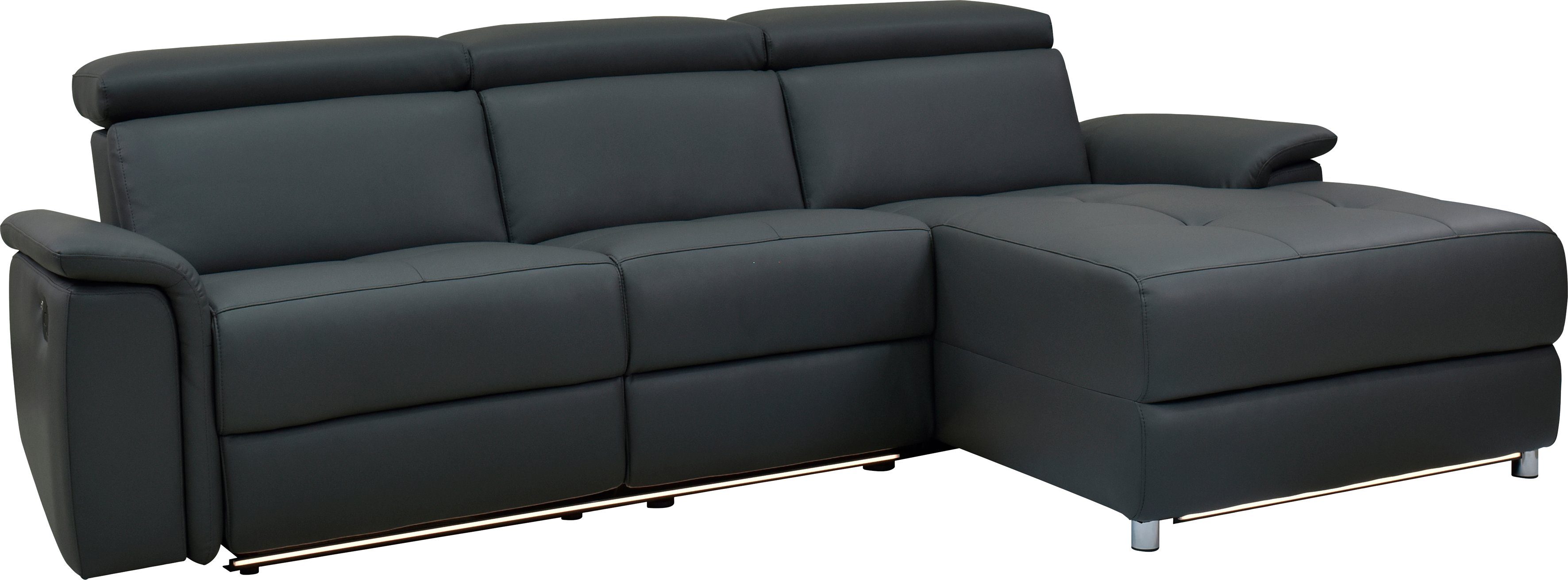 Places of Style Hoekbank Pareli, L-model, 259 cm, met récamier, echt leer, imitatieleer, weefstof
