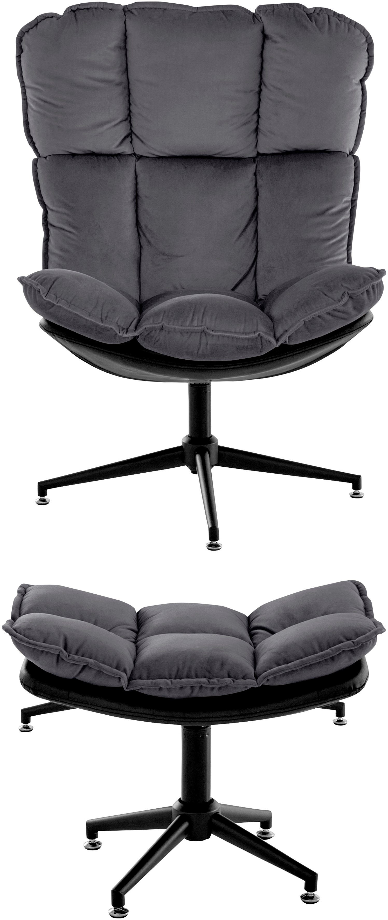 Guido Maria Kretschmer Home&Living Draaibare fauteuil Seet, gestoffeerde fauteuil met voetenbank, 360° draaibaar, fauteuil incl. poef/voetenbank (2 stuks)