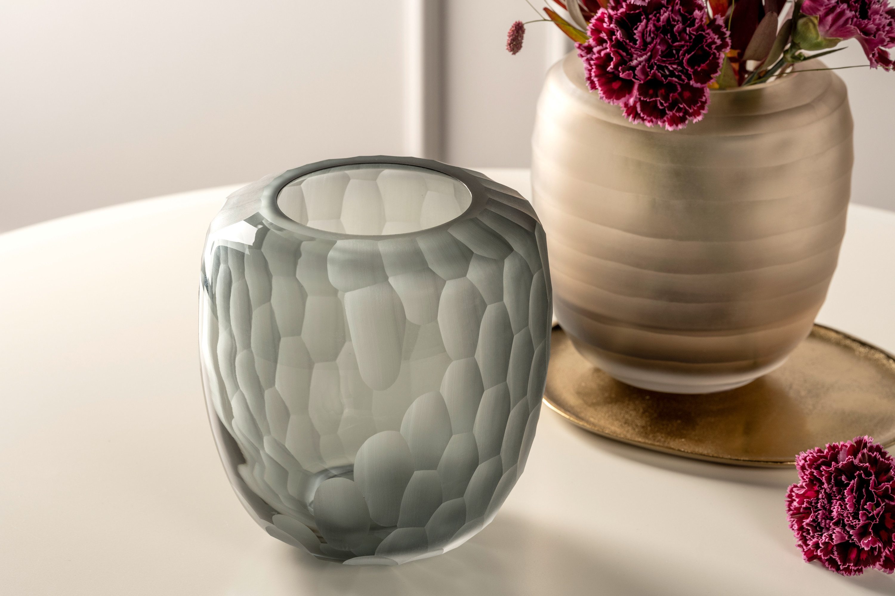 LEONARDO Tafelvaas Decoratieve vaas BELLAGIO uit glas, antracietkleurig, handgemaakt (1 stuk)