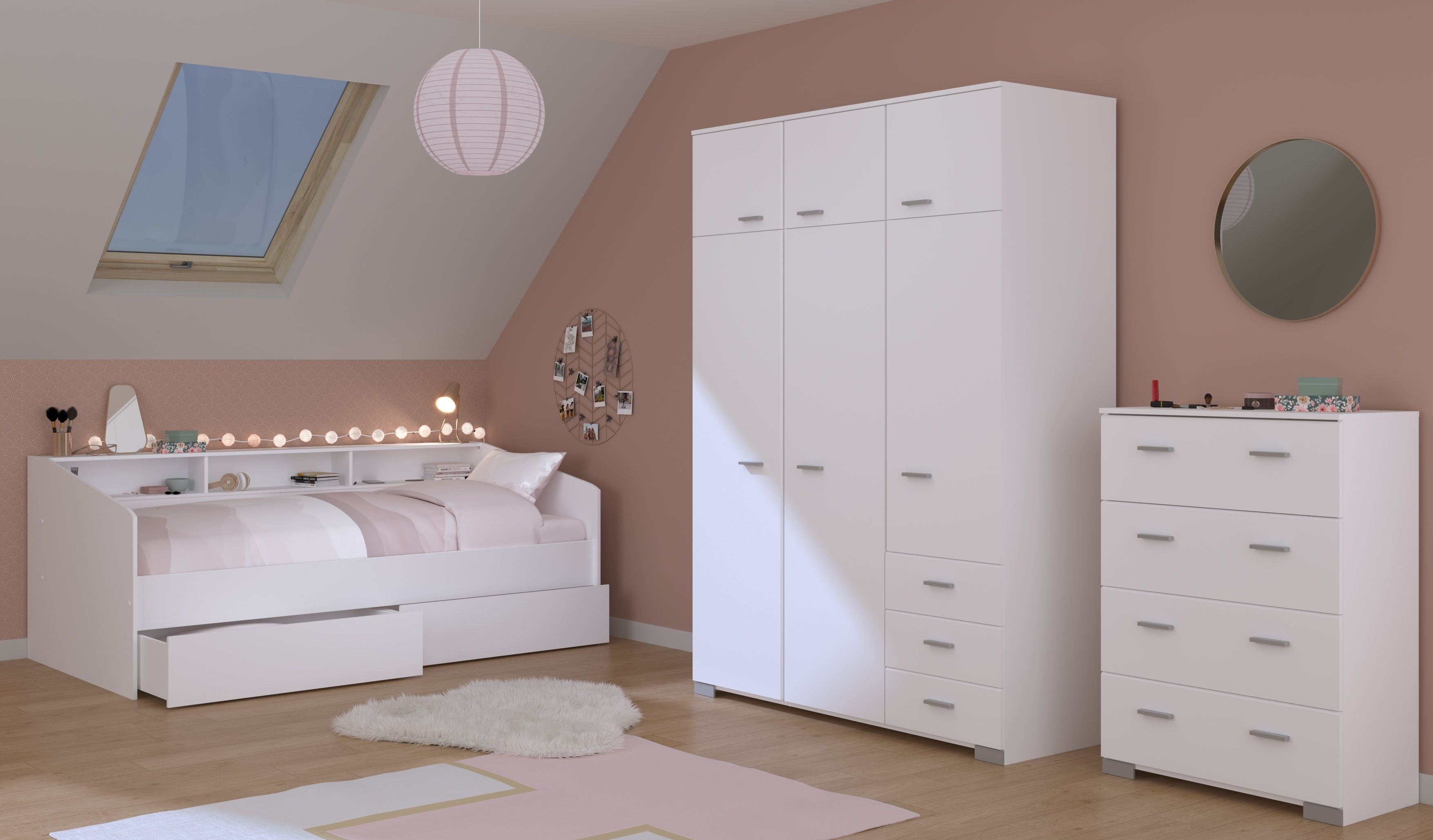 Parisot Tienerkamerset Sleep 41 Achterwanden van de vakken aan het bed draaibaar (set, 4-delig)
