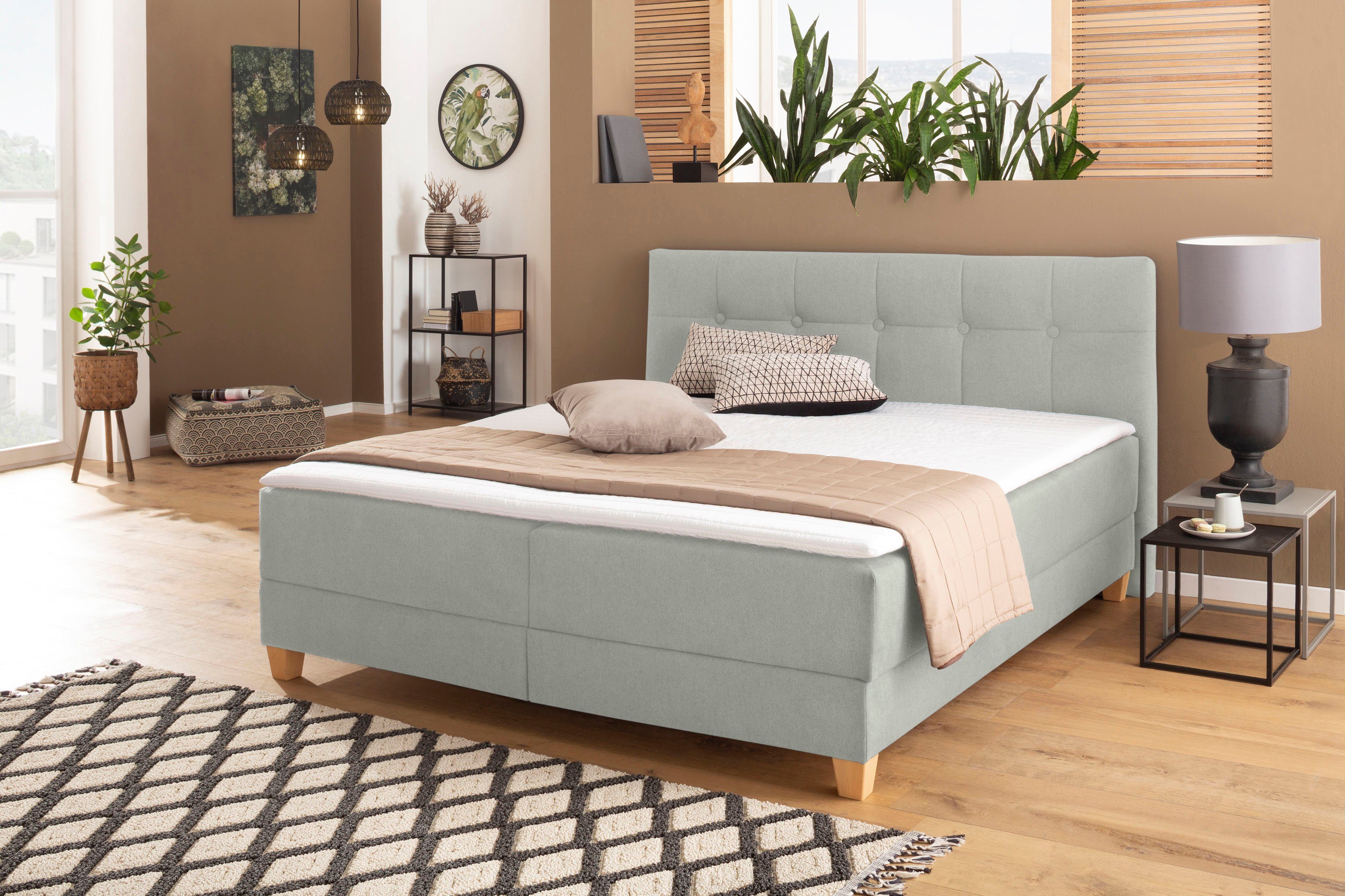 Home affaire Boxspring Lonrai in h2, h3 & h4 en xxl - verlengde 220 cm kiesbaar, incl. topper