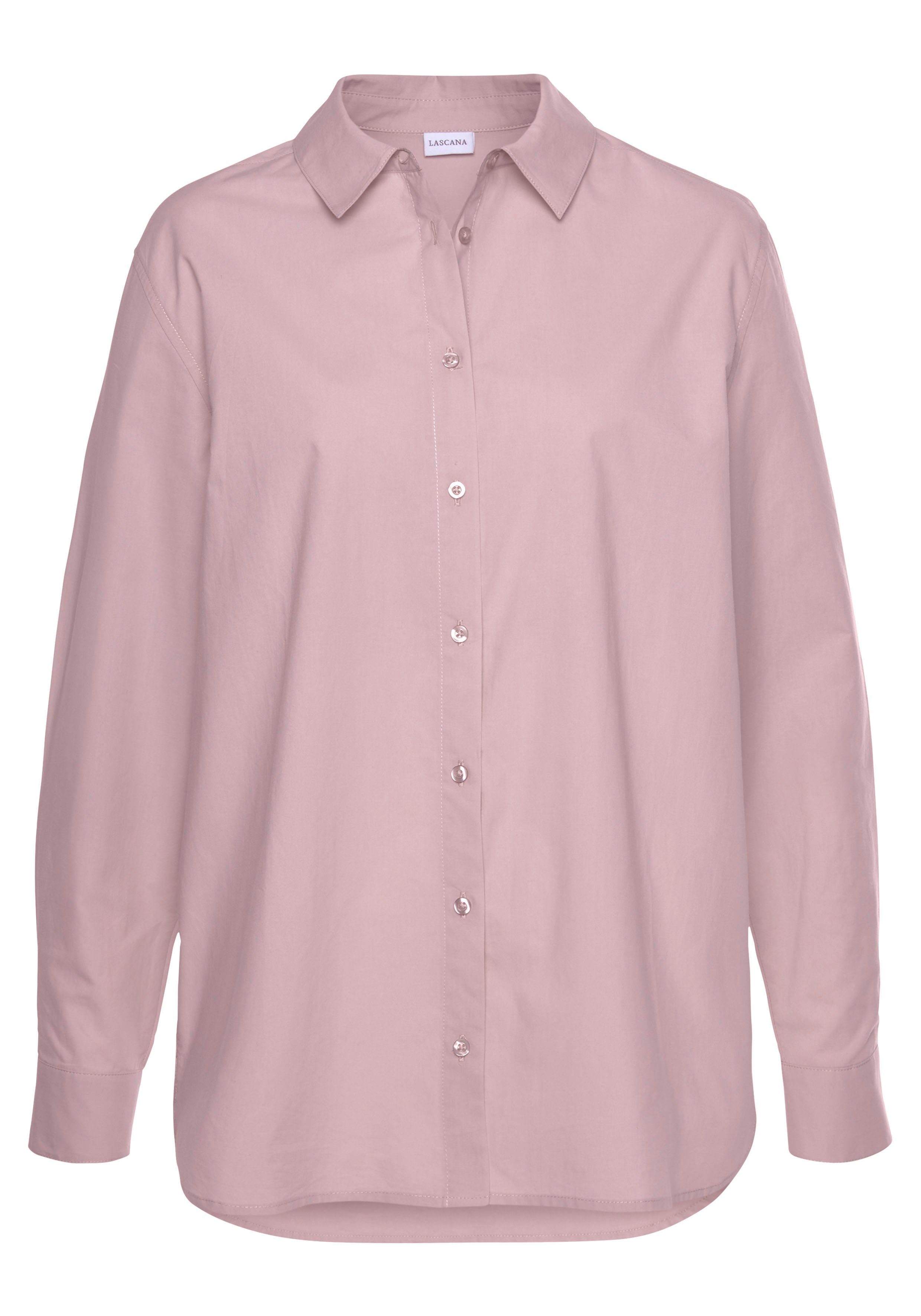 Lascana Overhemdblouse achter langer gesneden, damesblouse van katoen, klassiek-elegant