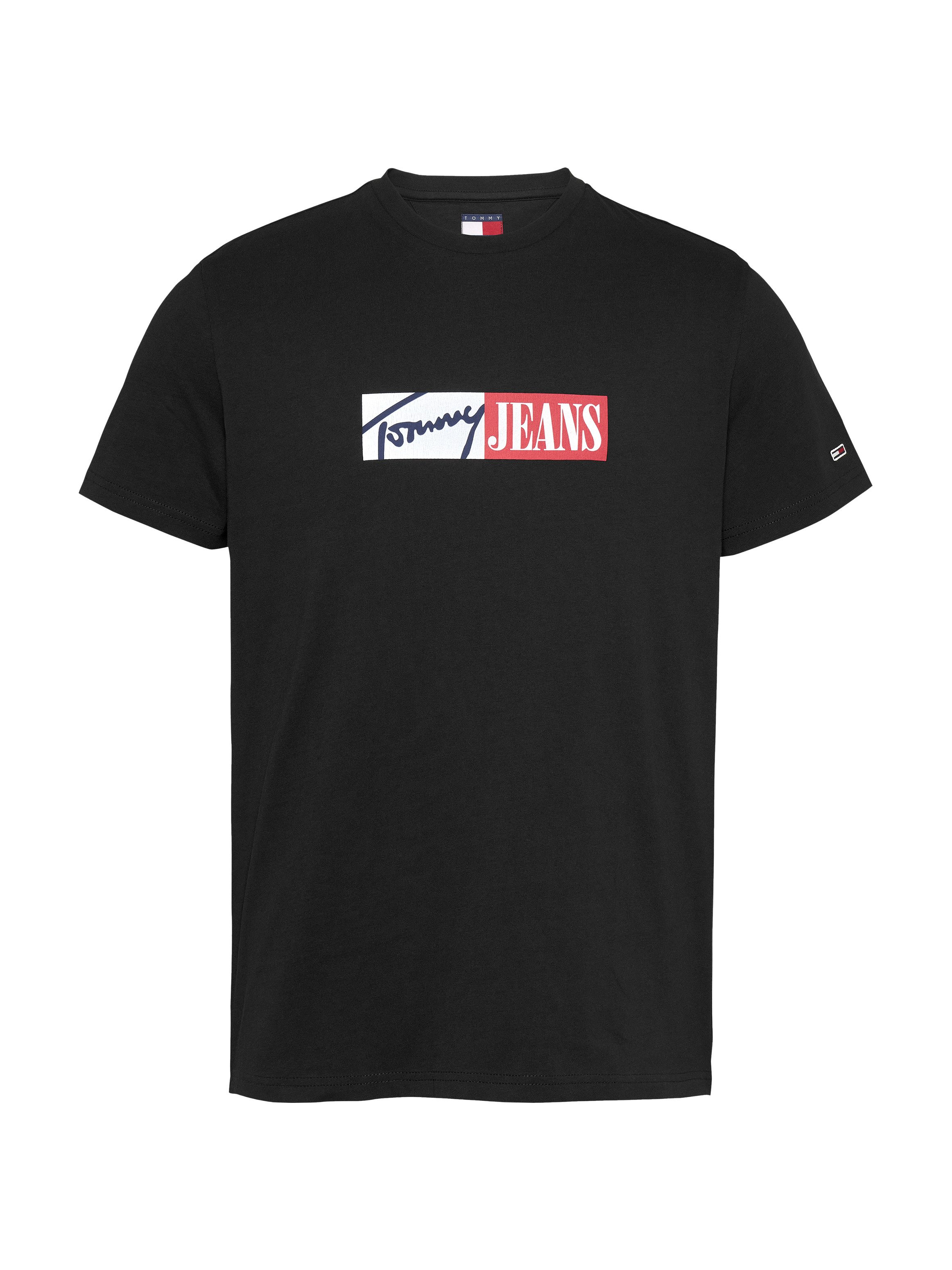 Tommy Jeans Plus Shirt met ronde hals TJM SLIM ENTRY GRAPHIC TEE EXT in grote maten met logo-borduursel op de mouw