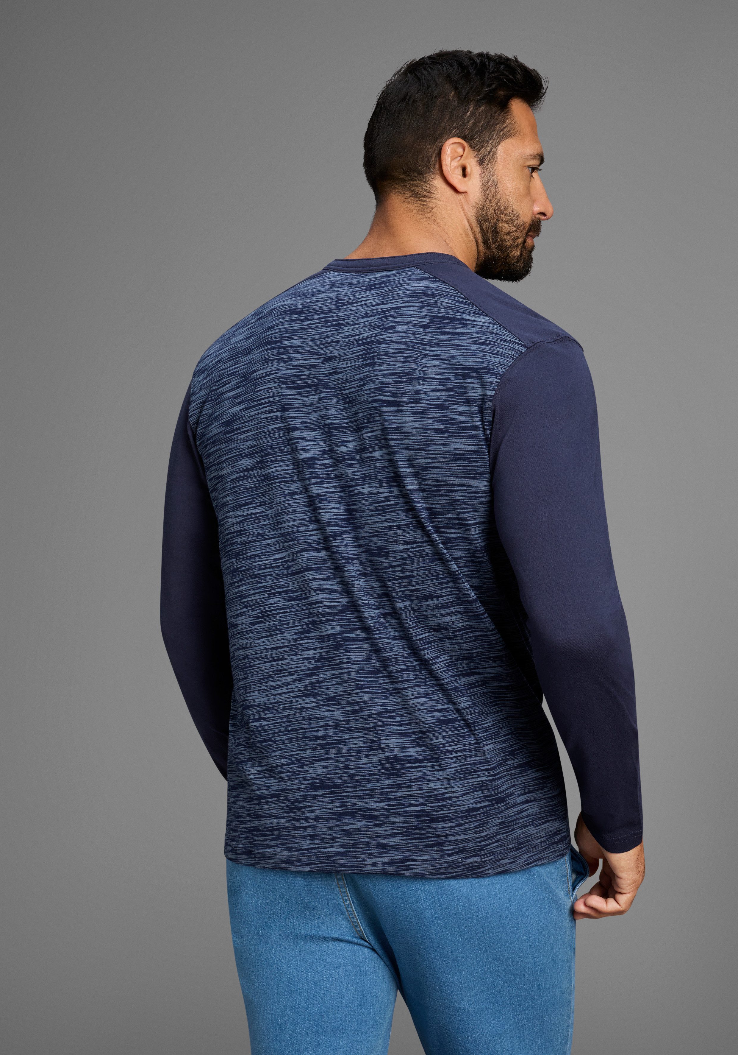 Arizona Longsleeve Lange mouwen, gemêleerde look, ronde hals met knoopsluiting