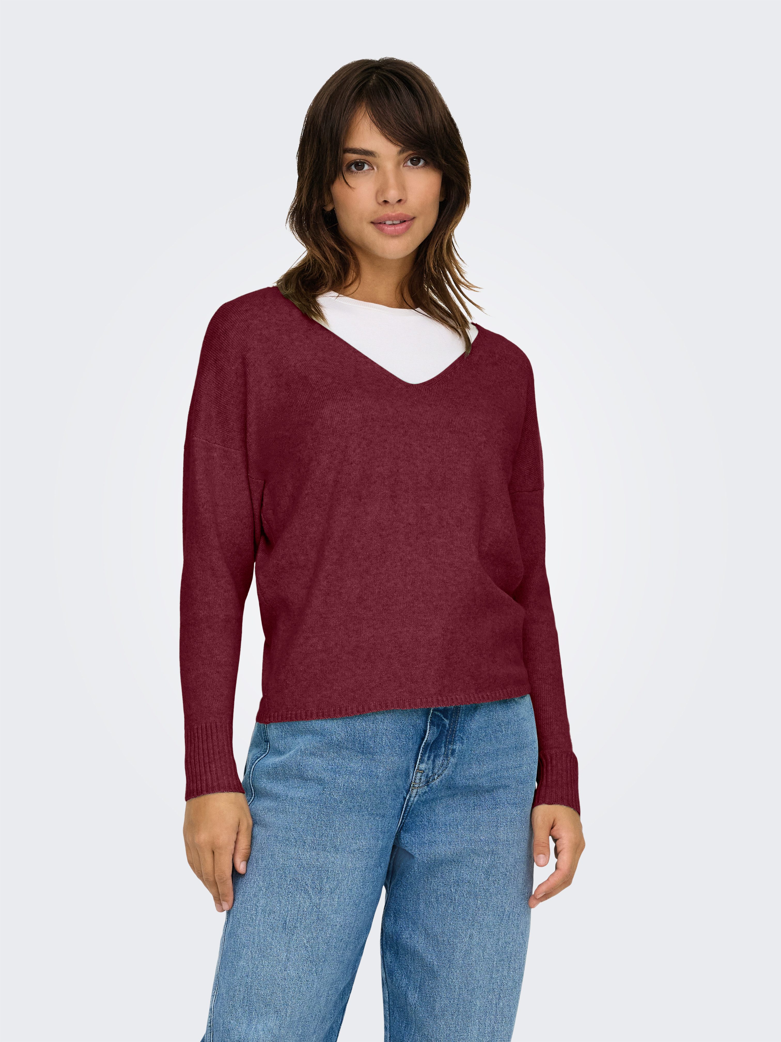 Only Trui met V-hals ONLRICA LIFE L/S V-NECK PULLO KNT NOOS