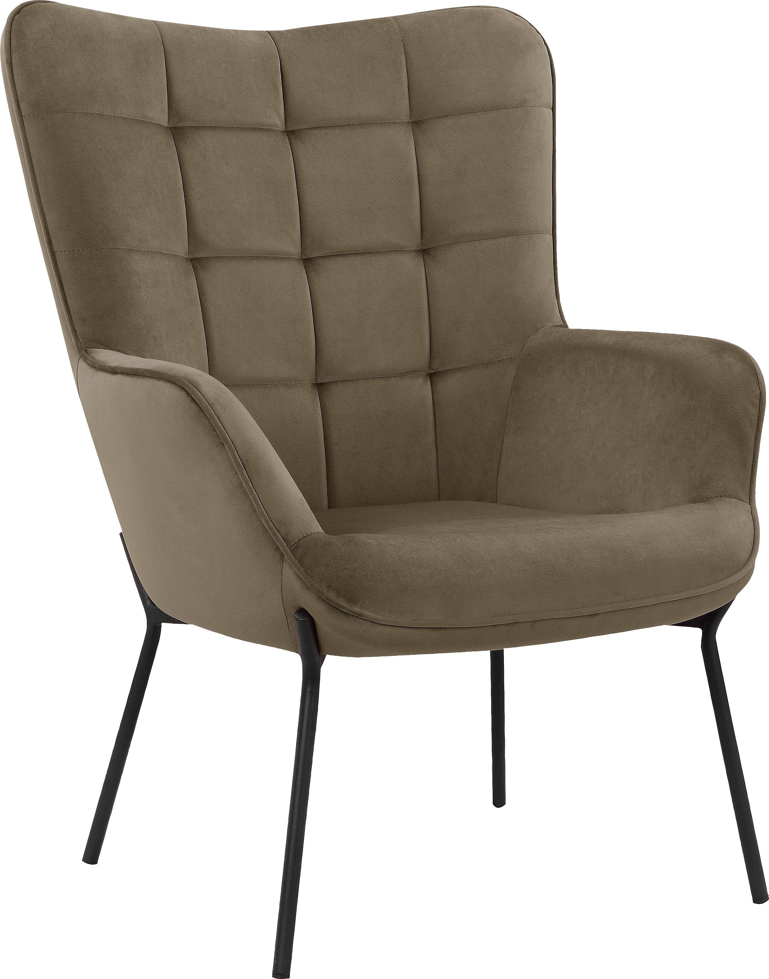 OTTO products Loungestoel Luukas, ovale stoel met metalen poten Stof gerecycled polyester, zacht verdikte zitting en rugleuning, zithoogte 46 cm (1 stuk)