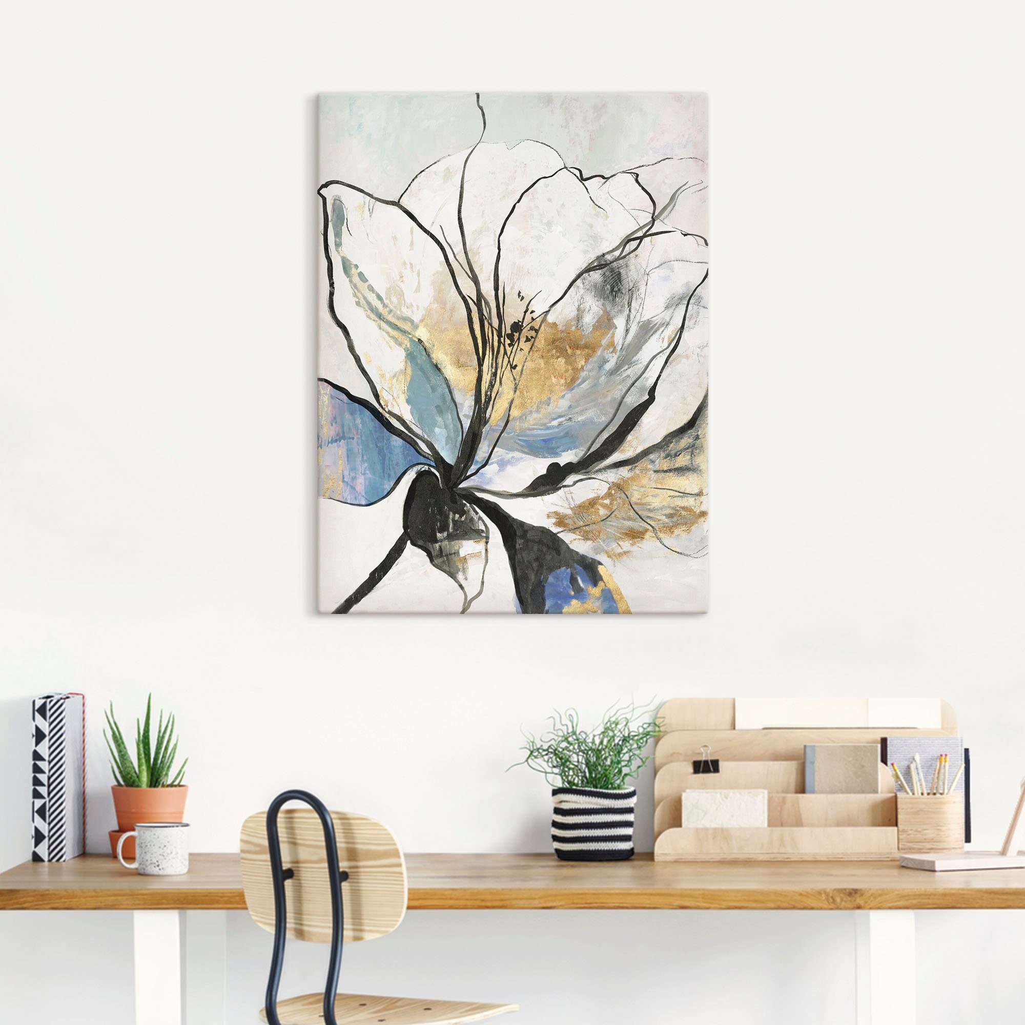 Artland Artprint Geschetst bloemenpatroon I als artprint van aluminium, artprint voor buiten, artprint op linnen, poster, muursticker