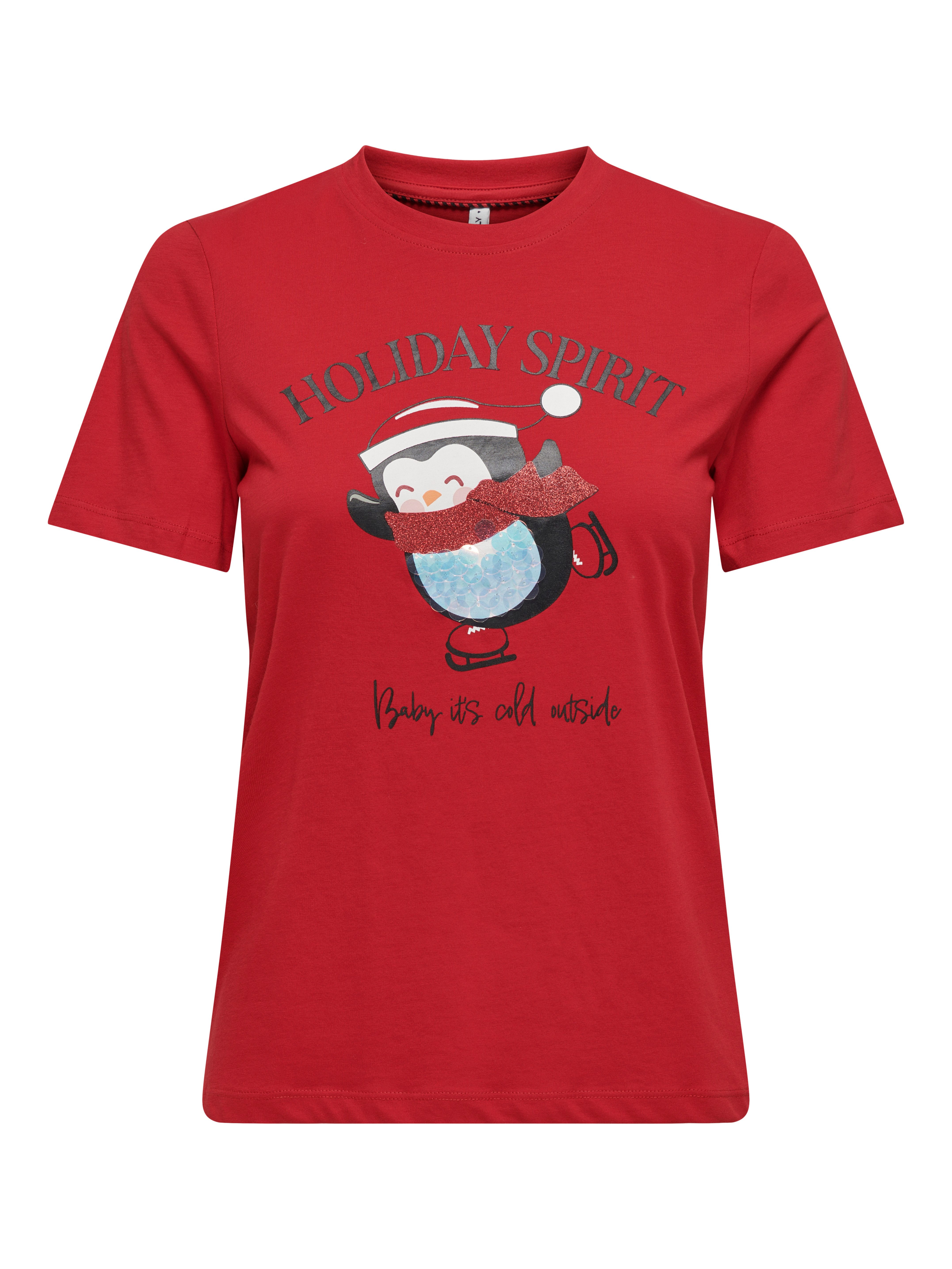Only Shirt met korte mouwen ONLKITA LIFE REG S S TOP BOX XMAS JRS