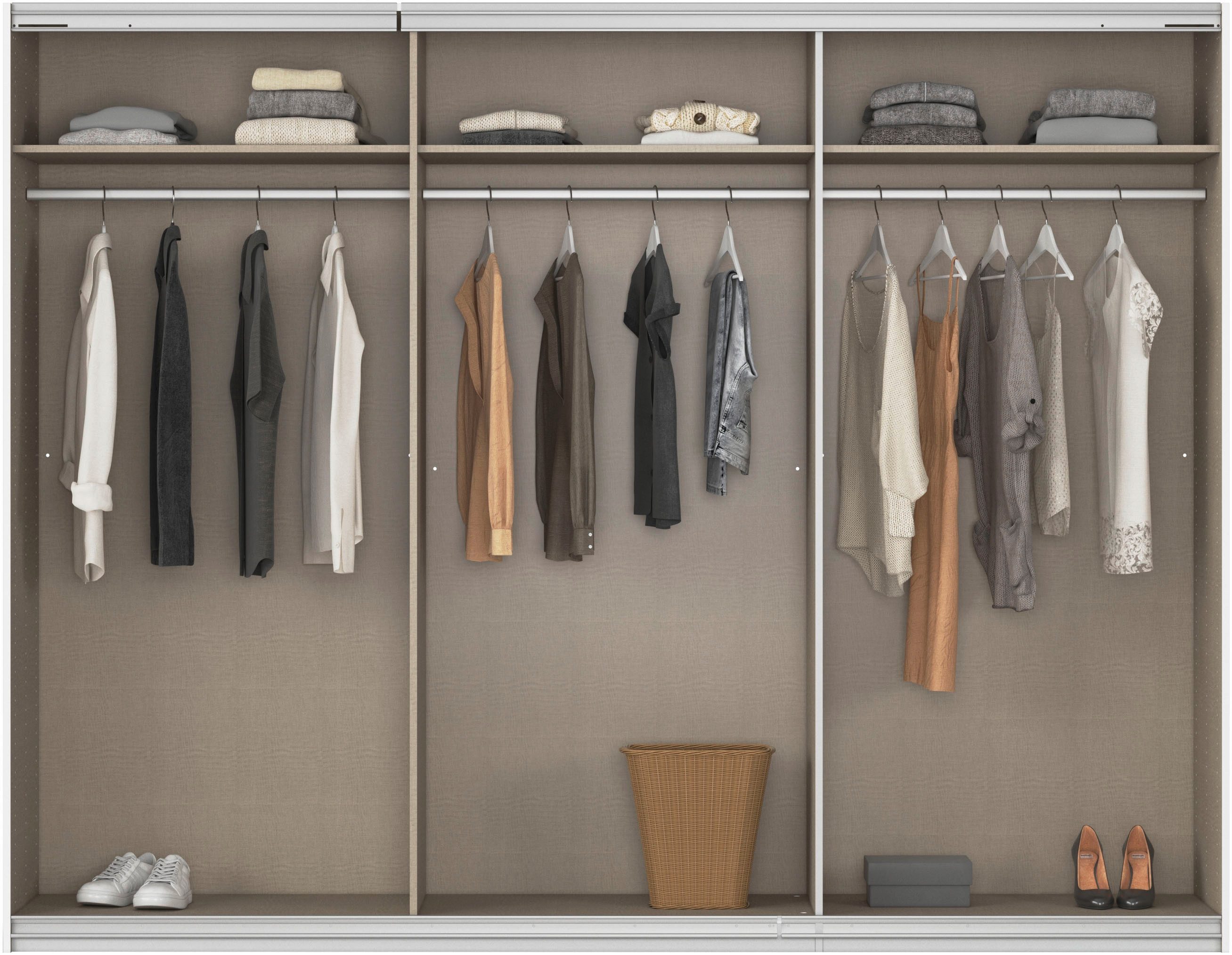 rauch Zweefdeurkast Kledingkast kast garderobe KULMBACH in 2 hoogtes verkrijgbaar, met metalen handgrepen made in germany