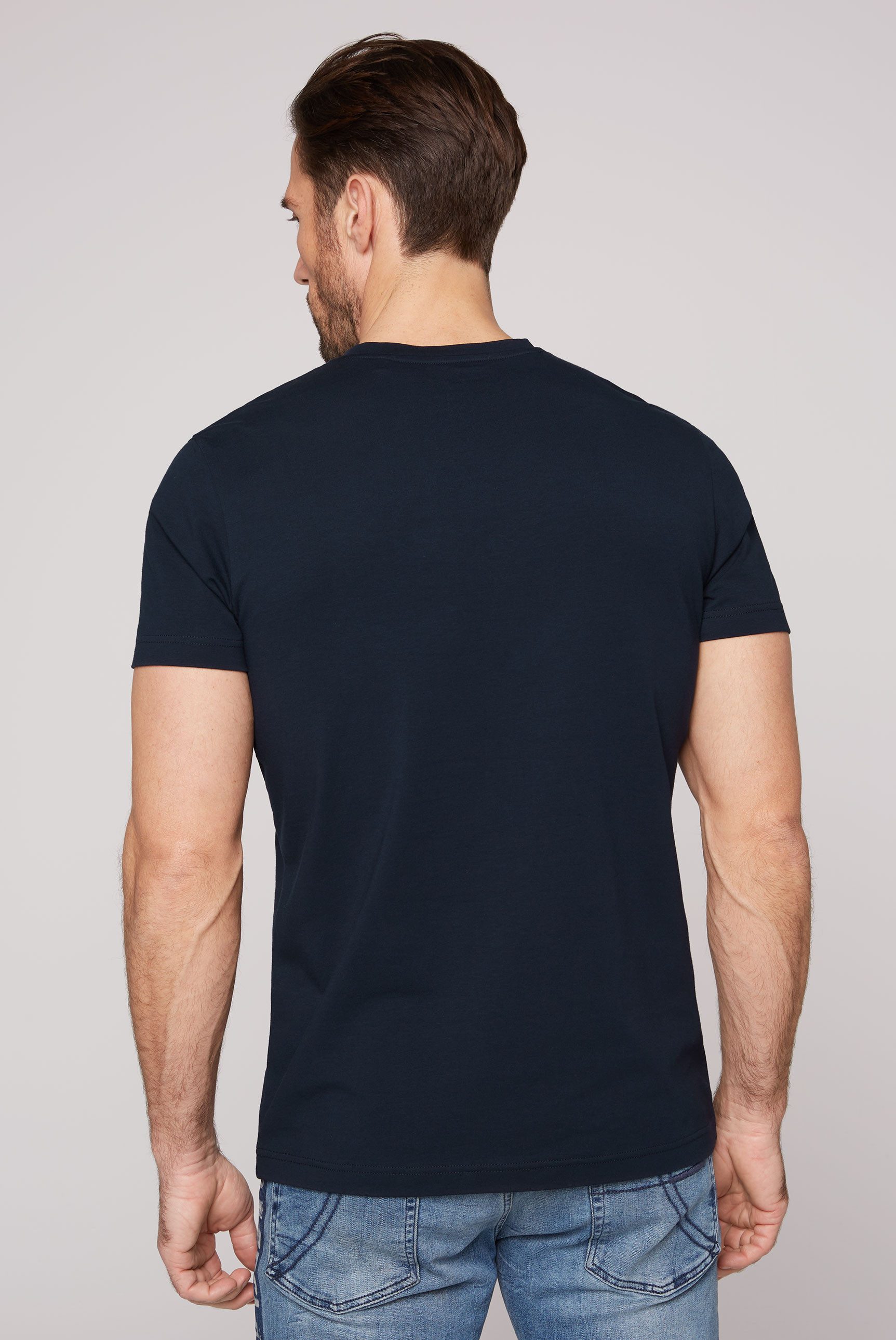 CAMP DAVID Shirt met V-hals met logoprint op borsthoogte