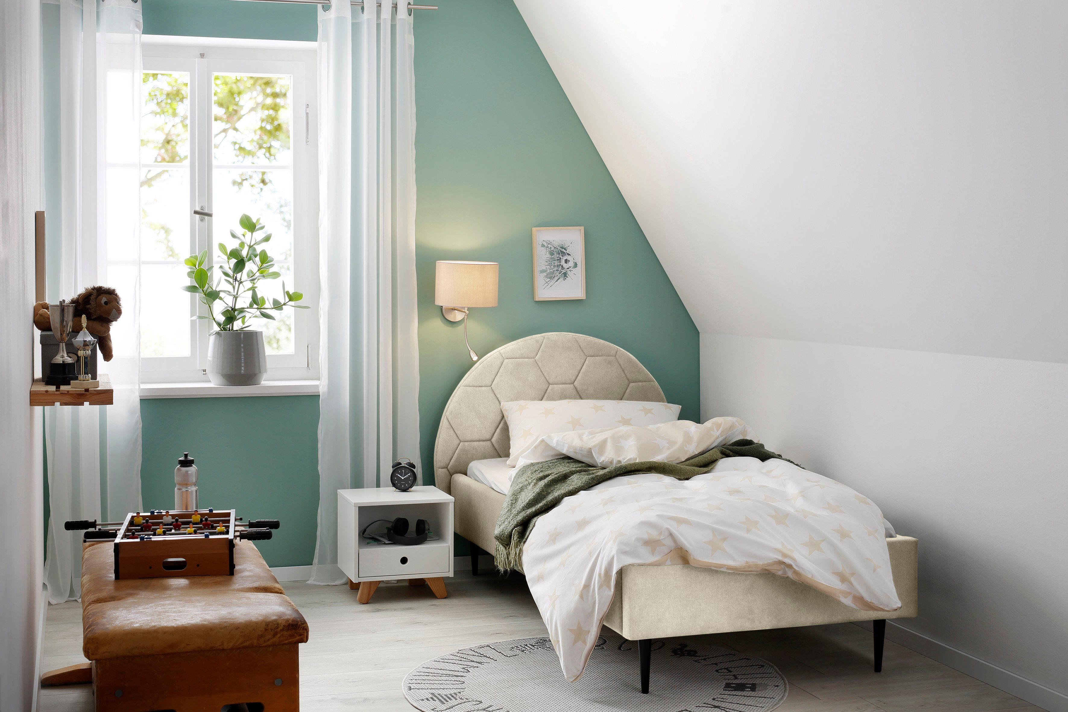 Lüttenhütt Gestoffeerd bed Gebko prettig bekleed hoofdbord met decoratief honingraatmotief