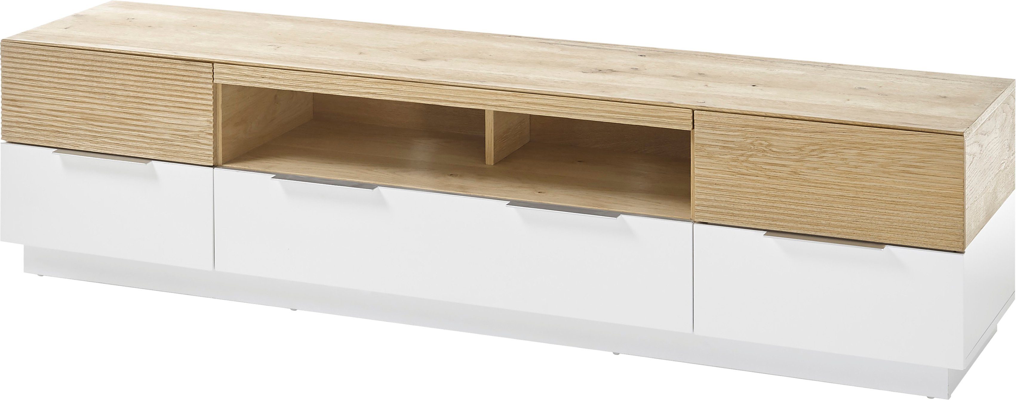 MCA furniture Tv-meubel Dubai voor tv's tot 84 inch geschikt, matwit met garnering