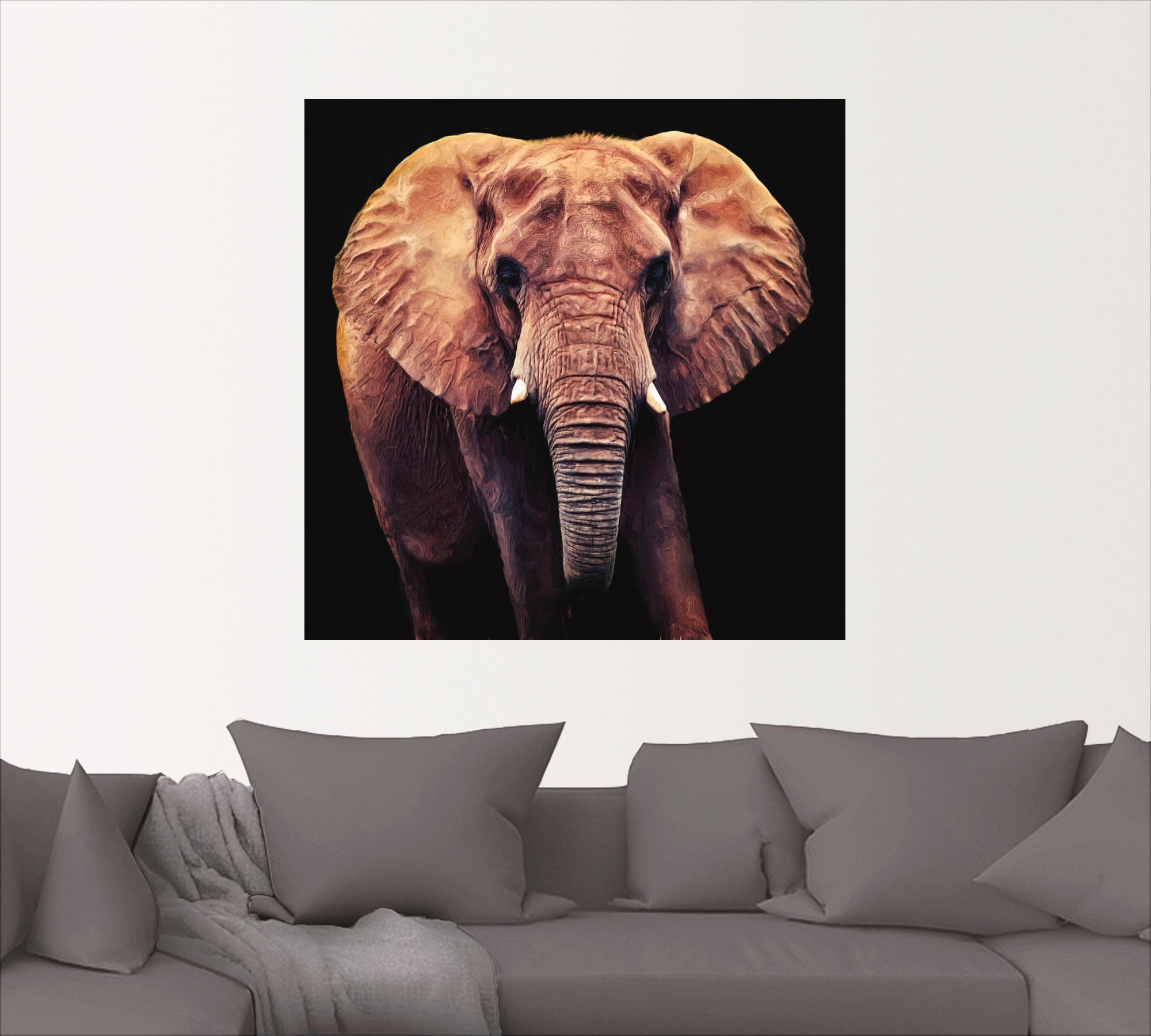 Artland Artprint op linnen Olifant gespannen op een spieraam