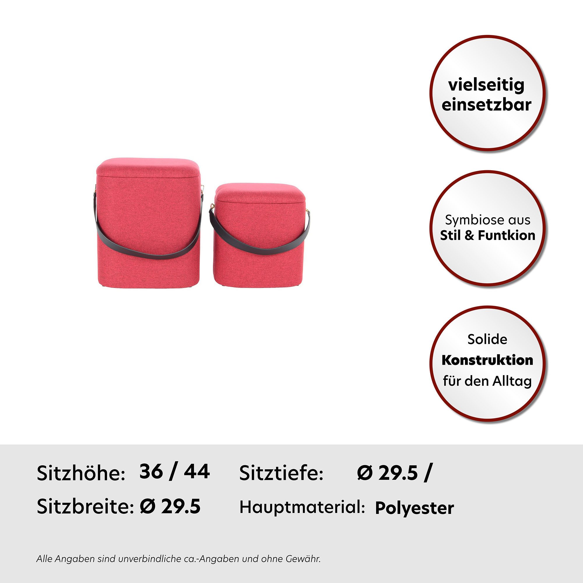 Kayoom Hocker Arabella 225 2-delige set, afneembare zitting, opslagruimte binnenin (set, 2 stuks)
