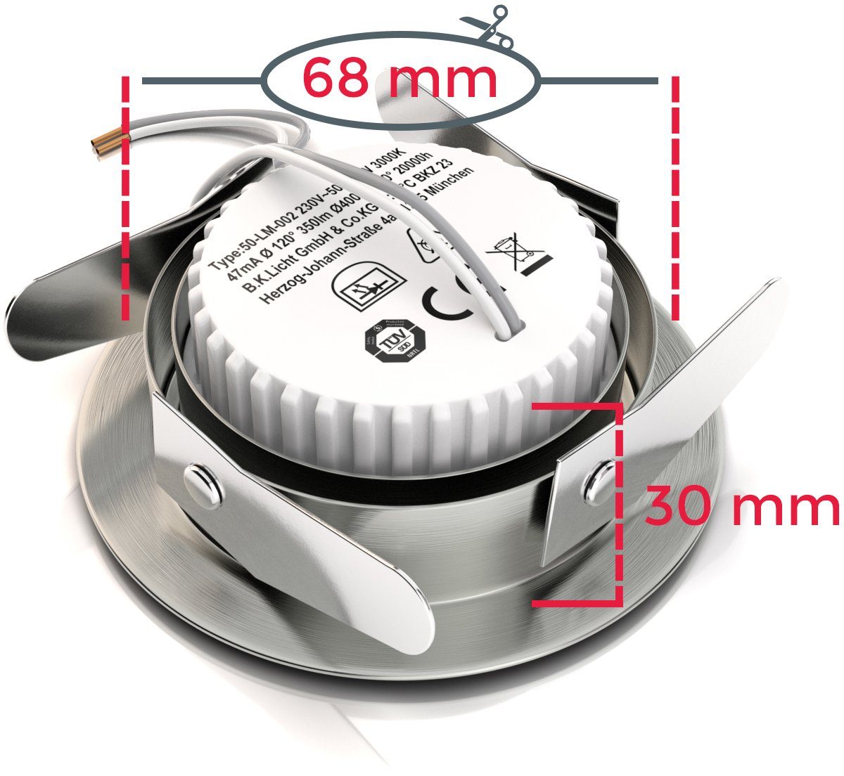 B.K.Licht Ledinbouwlamp 6-delige set inbouwspots, draaibare plafondspots, platte spots