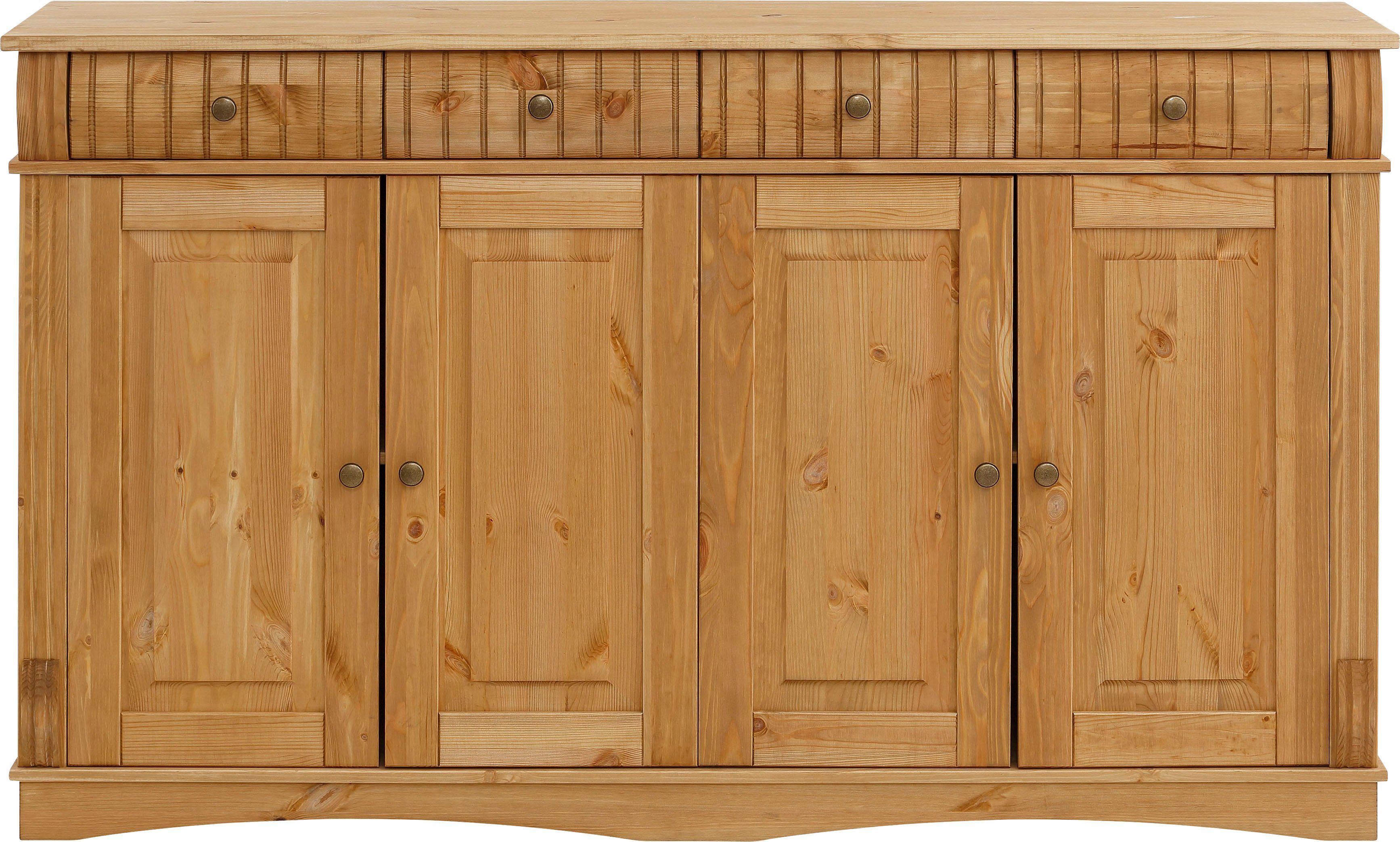 Home affaire Dressoir Teresa Commode, 4-deurs, breedte 152 cm, van massief dennenhout, FSC®